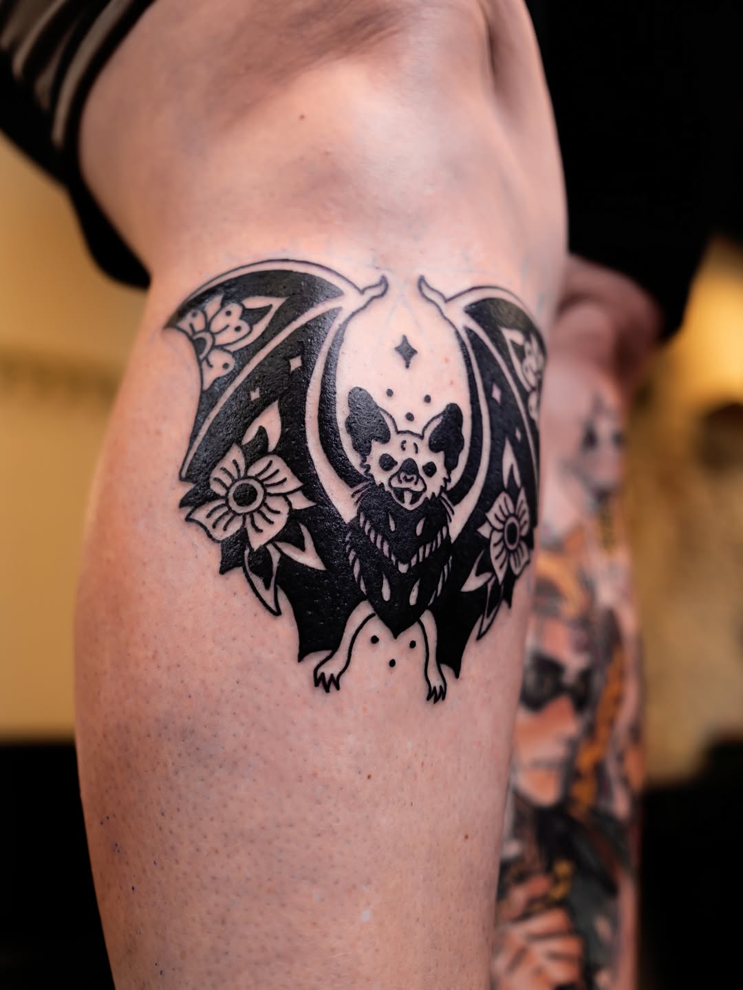 Tattoo by @sadcattattoo — blackwork