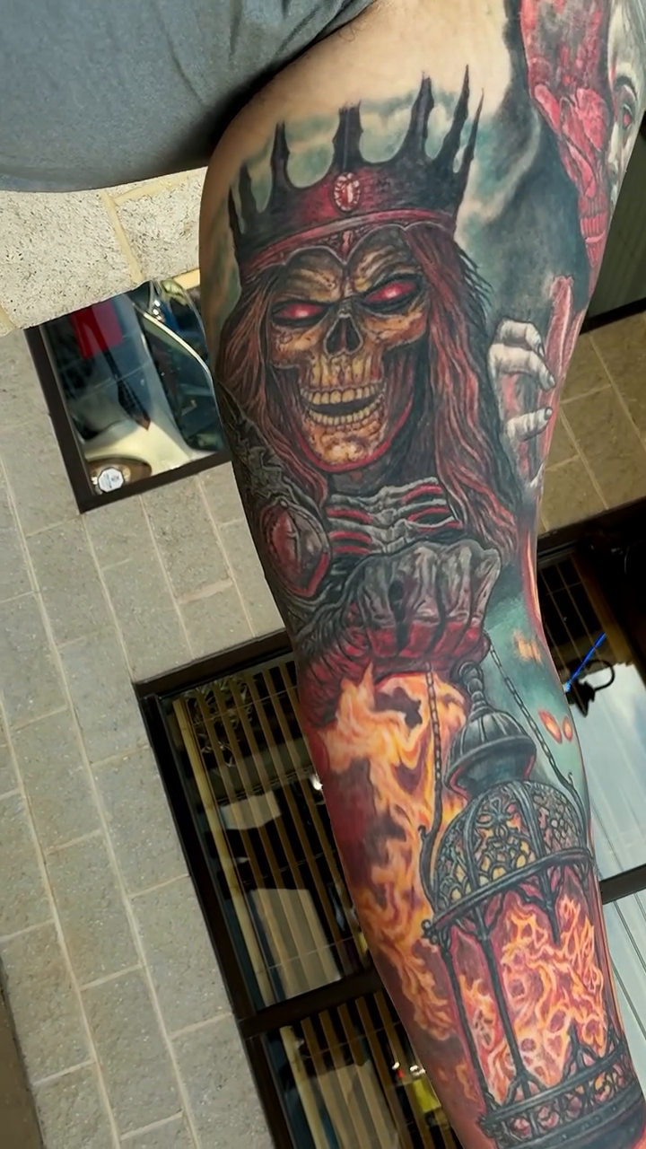 Tattoo by @relliott_artist โ dark_realism, trash_polka