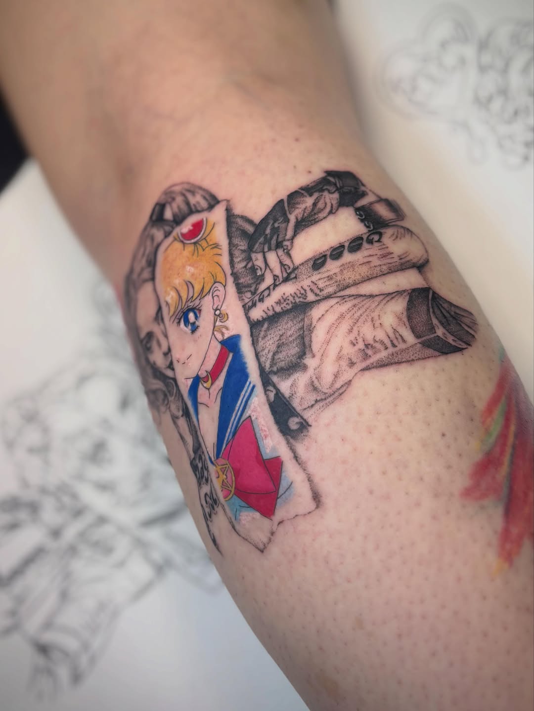 Tattoo by @diary_of_tattoos โ anime, black_and_grey