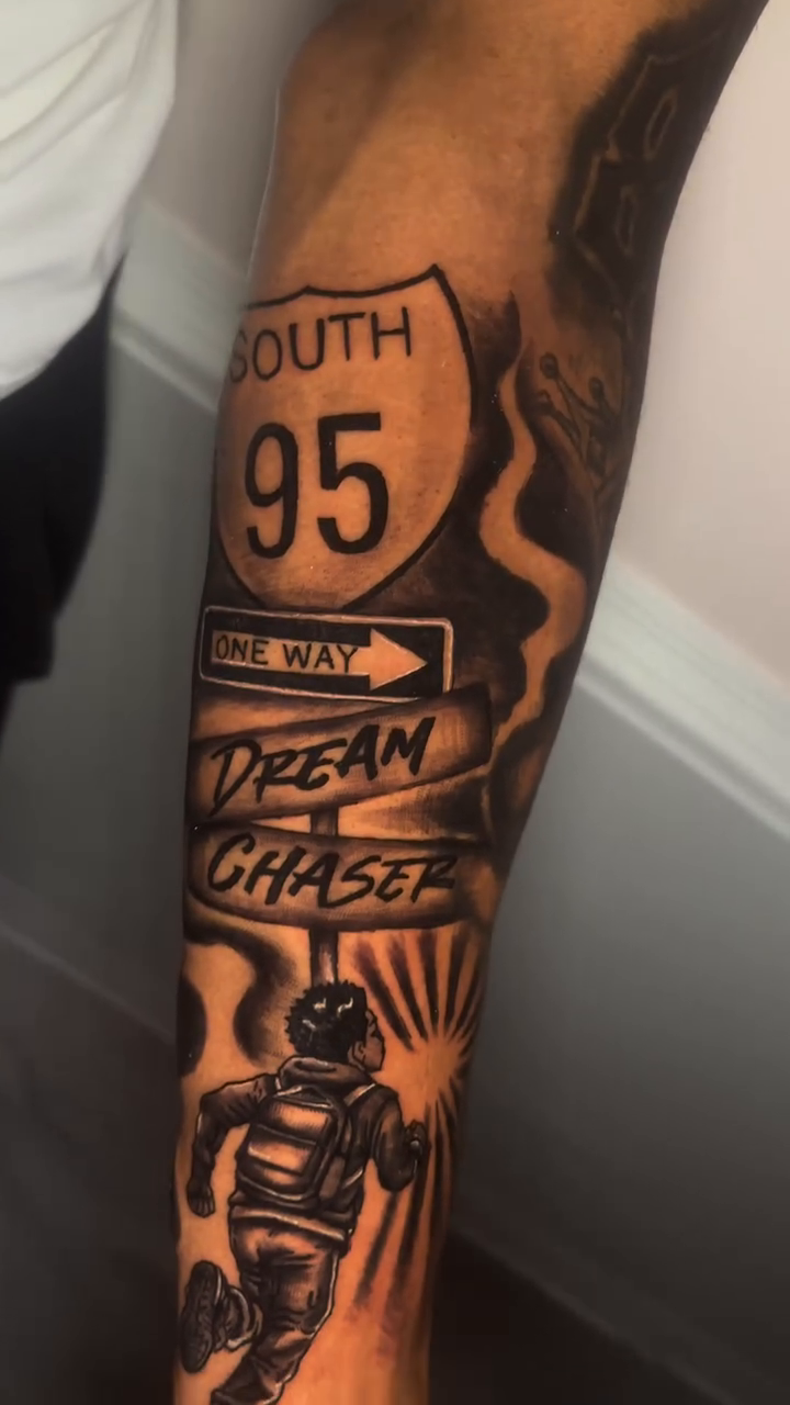 Tattoo by @blizzytatts — black_and_grey, lettering_script