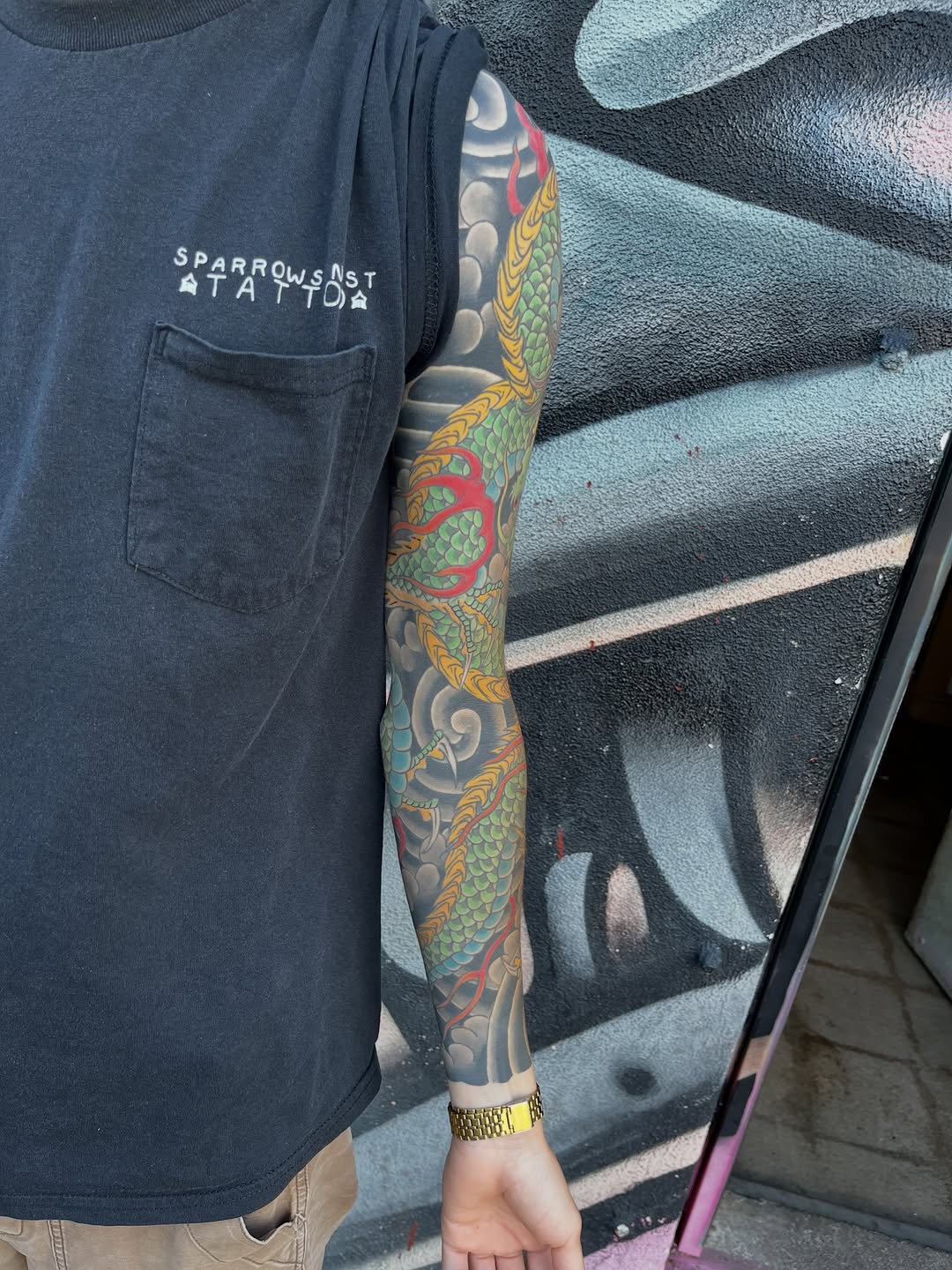Tattoo by @markpeoplestattoos — japanese_irezumi, black_and_grey