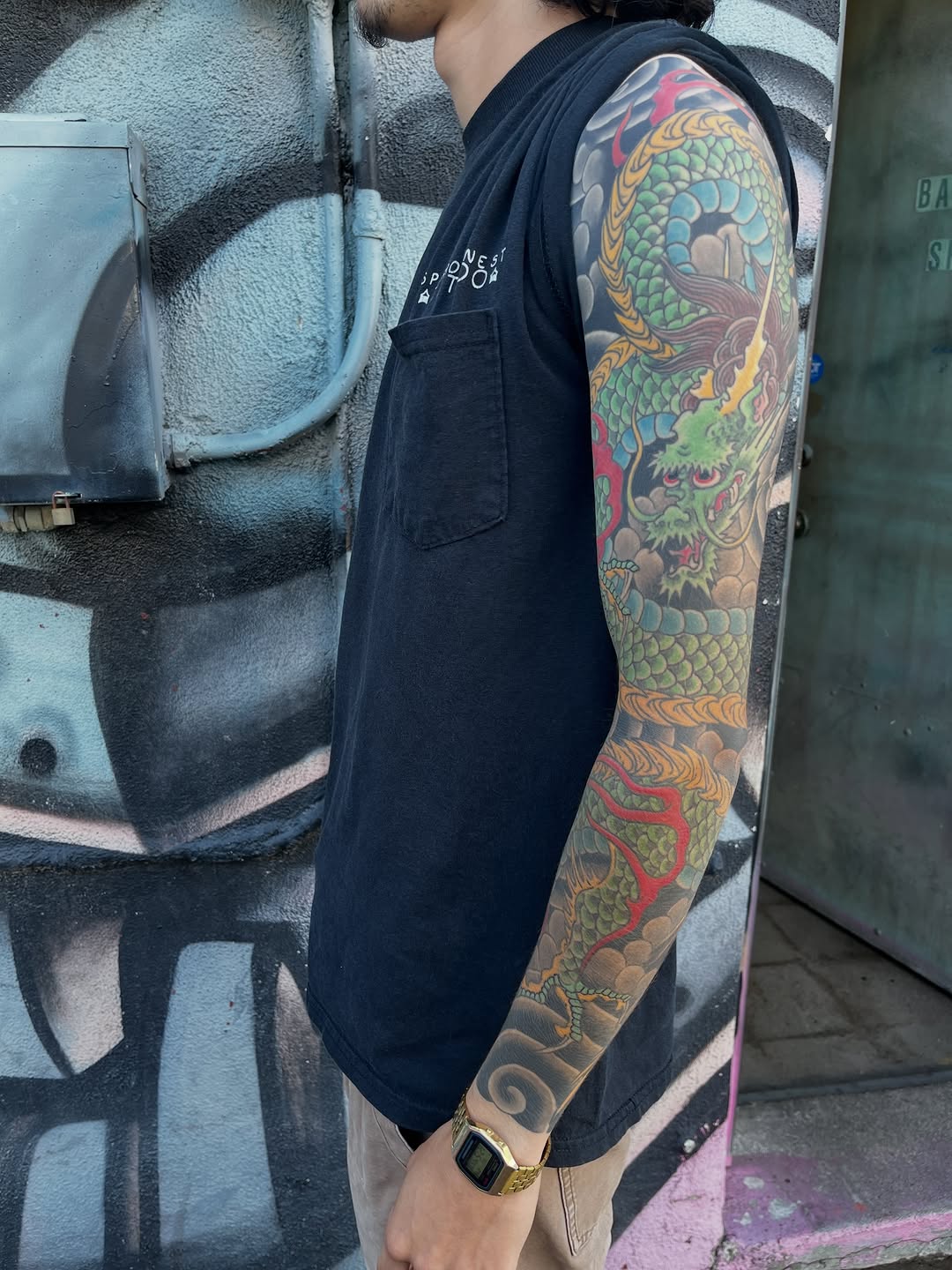 Tattoo by @markpeoplestattoos — japanese_irezumi, black_and_grey