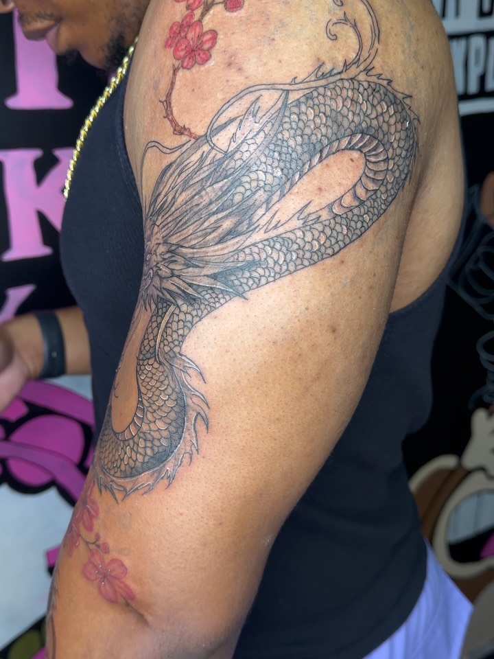Tattoo by @addicted222inkk_ β japanese_irezumi, black_and_grey