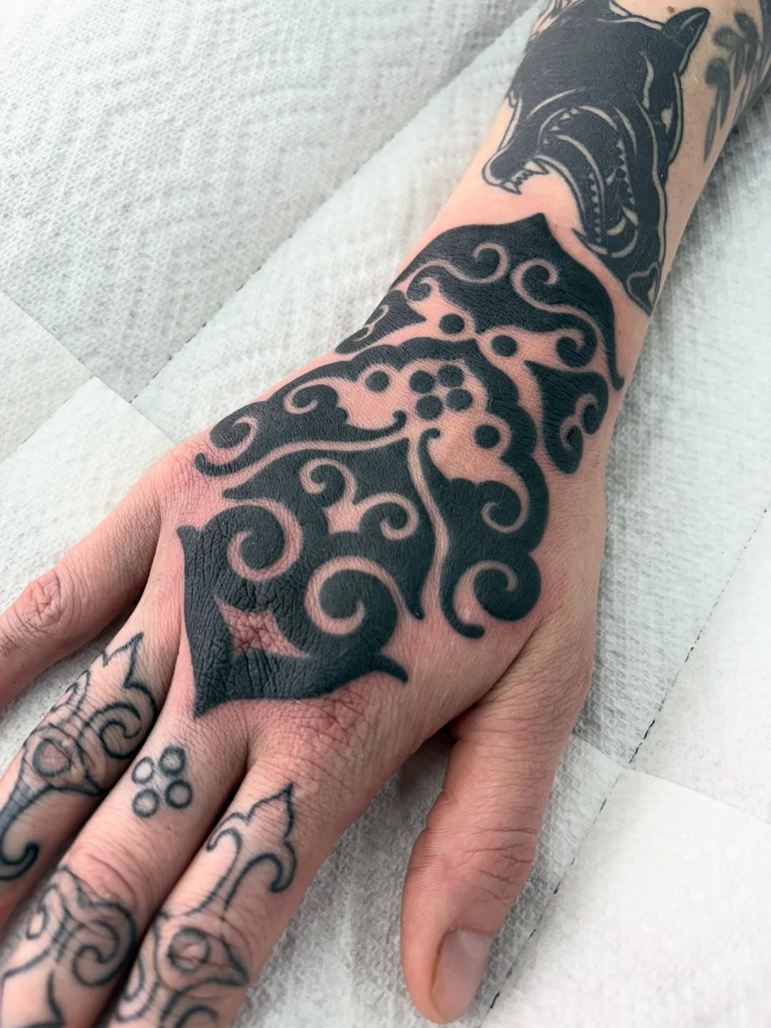 Tattoo by @slime.time.live — blackwork, ornamental
