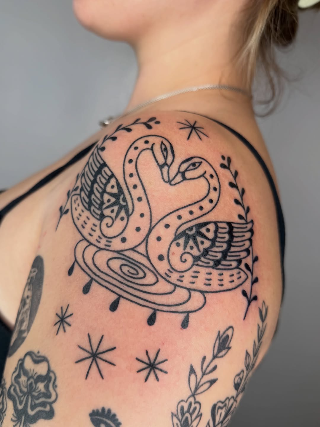 Tattoo by @cosmic___karma โ blackwork, dotwork