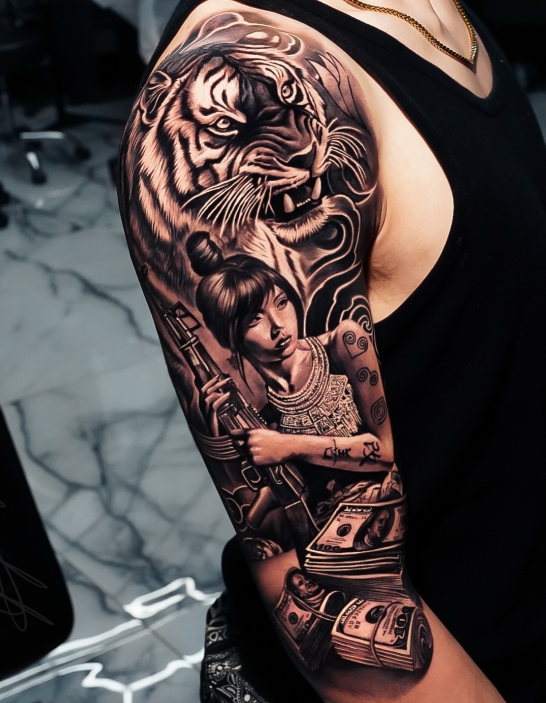 Tattoo by @lange_tattoo β realism, black_and_grey