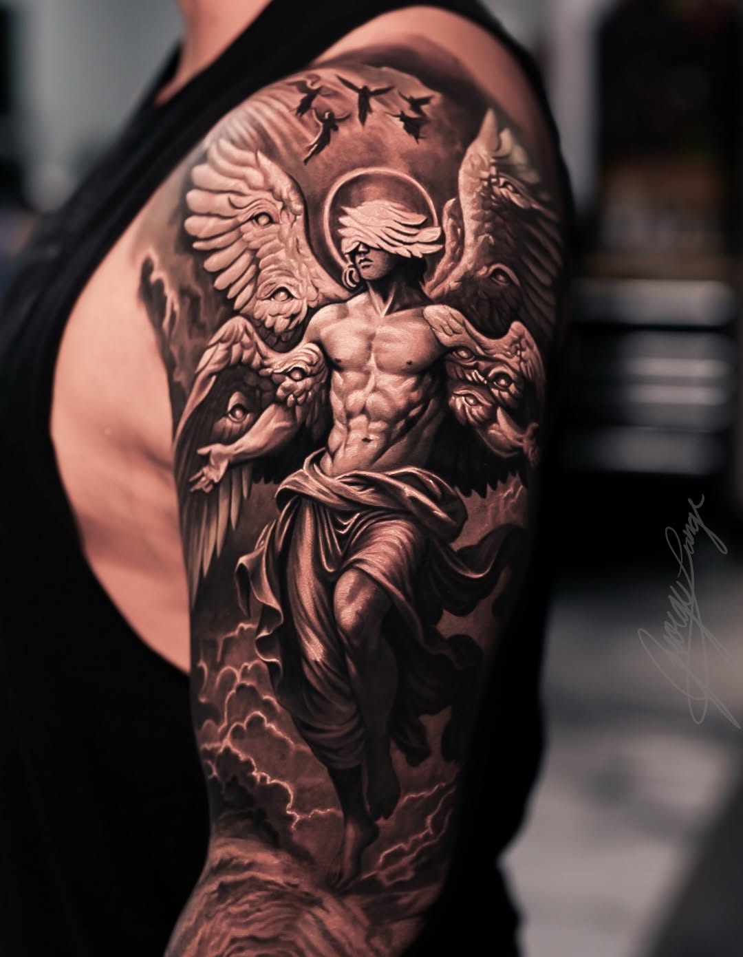 Tattoo by @lange_tattoo β realism, black_and_grey