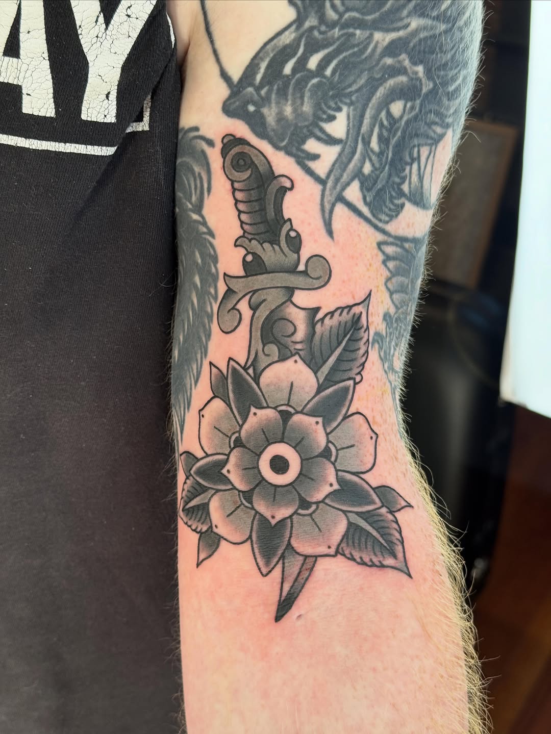 Tattoo by @dieslowtattoo โ american_traditional, black_and_grey