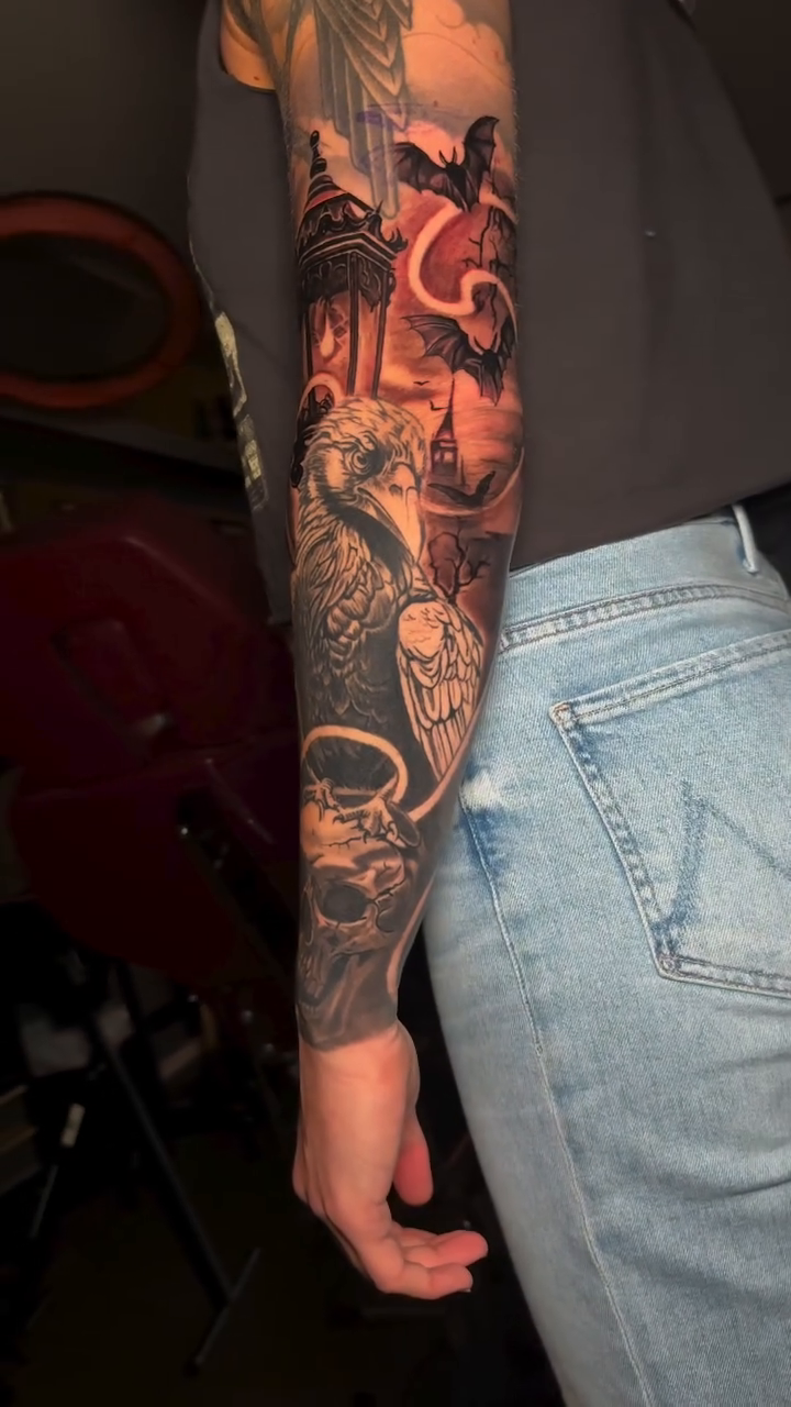 Tattoo by @crisp_ink โ dark_realism, black_and_grey
