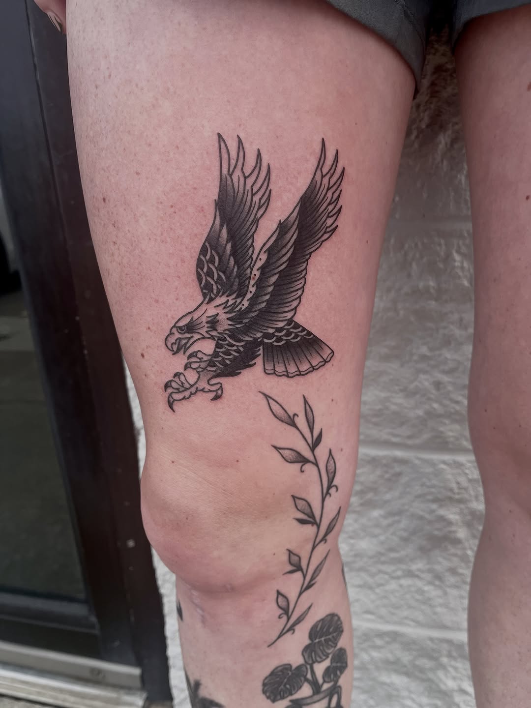 Tattoo by @autumnrosetattoos — american_traditional, black_and_grey