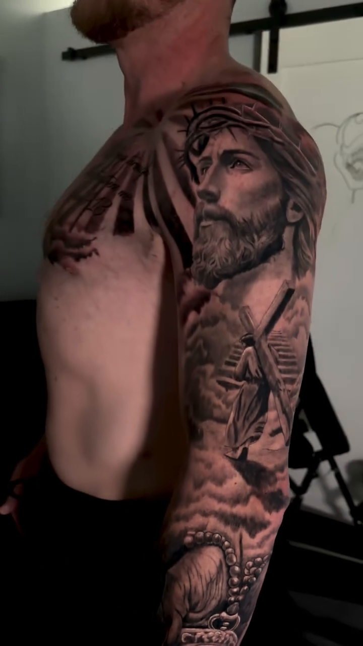 Tattoo by @tonycashtattoos — black_and_grey, realism