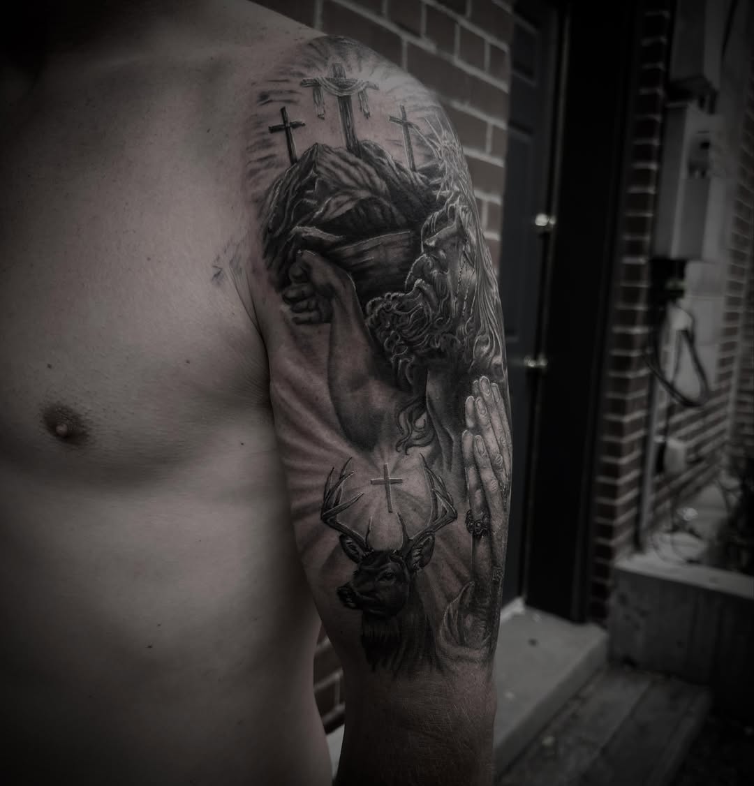 Tattoo by @blakobtattoos โ realism, black_and_grey