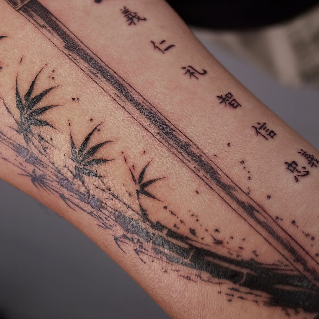 Tattoo by @grimsaintt — japanese_irezumi, lettering_script