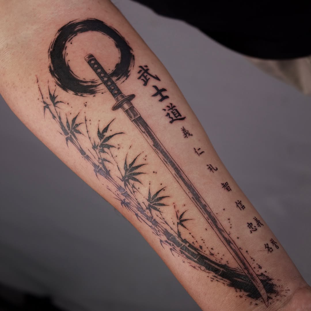 Tattoo by @grimsaintt — japanese_irezumi, lettering_script