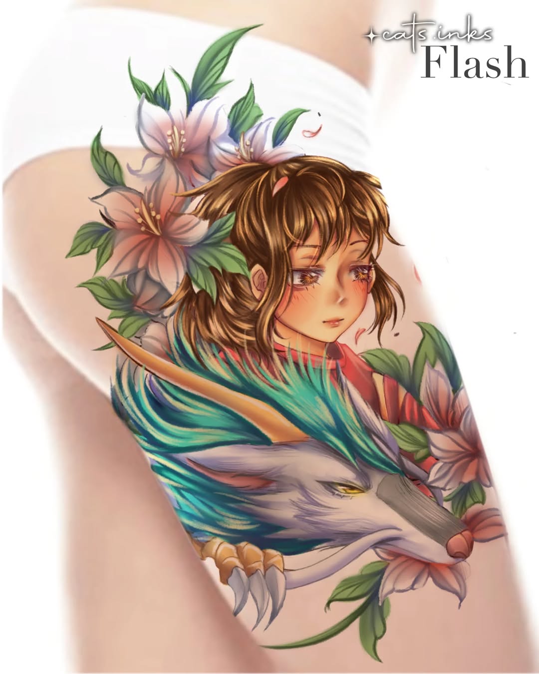 Tattoo by @cats.inks โ anime, realism