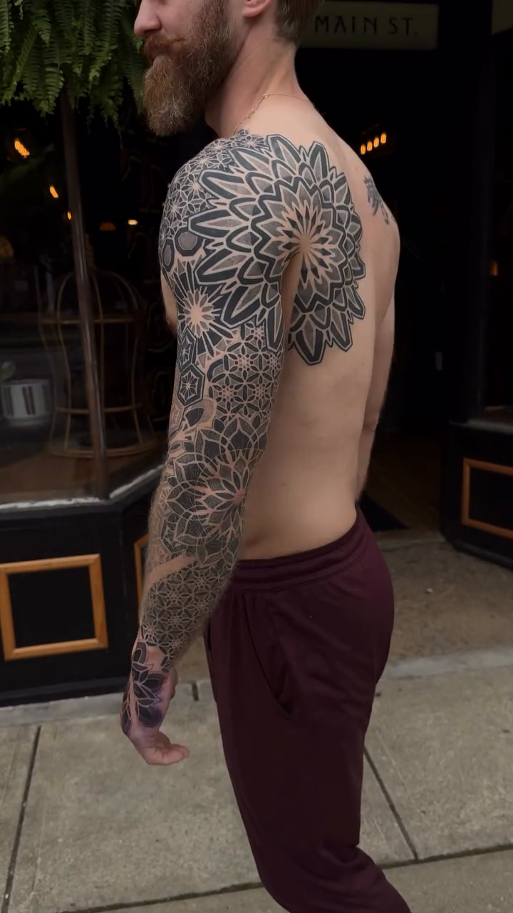 Tattoo by @chrisirvintattoos β geometric, dotwork