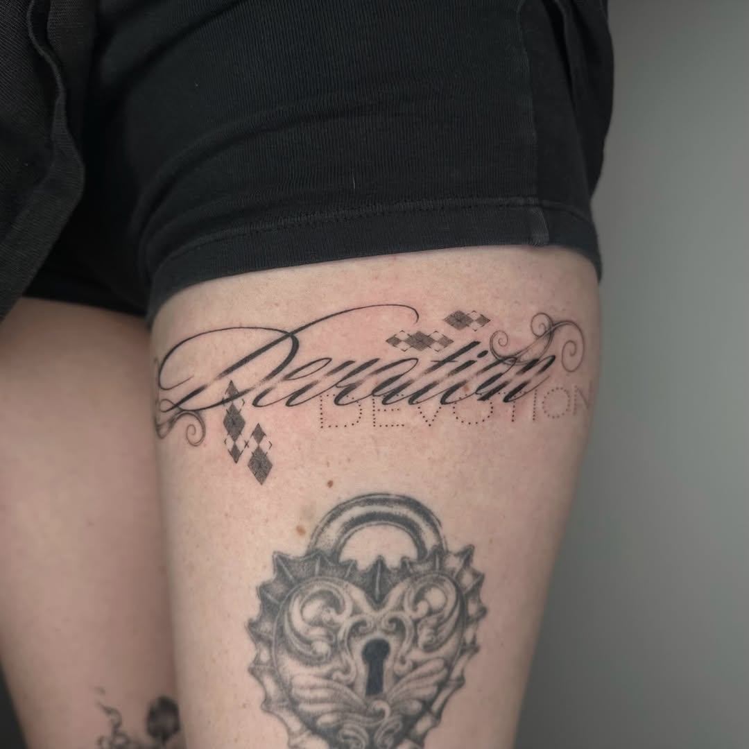 Tattoo by @sofia.tats โ lettering_script, illustrative