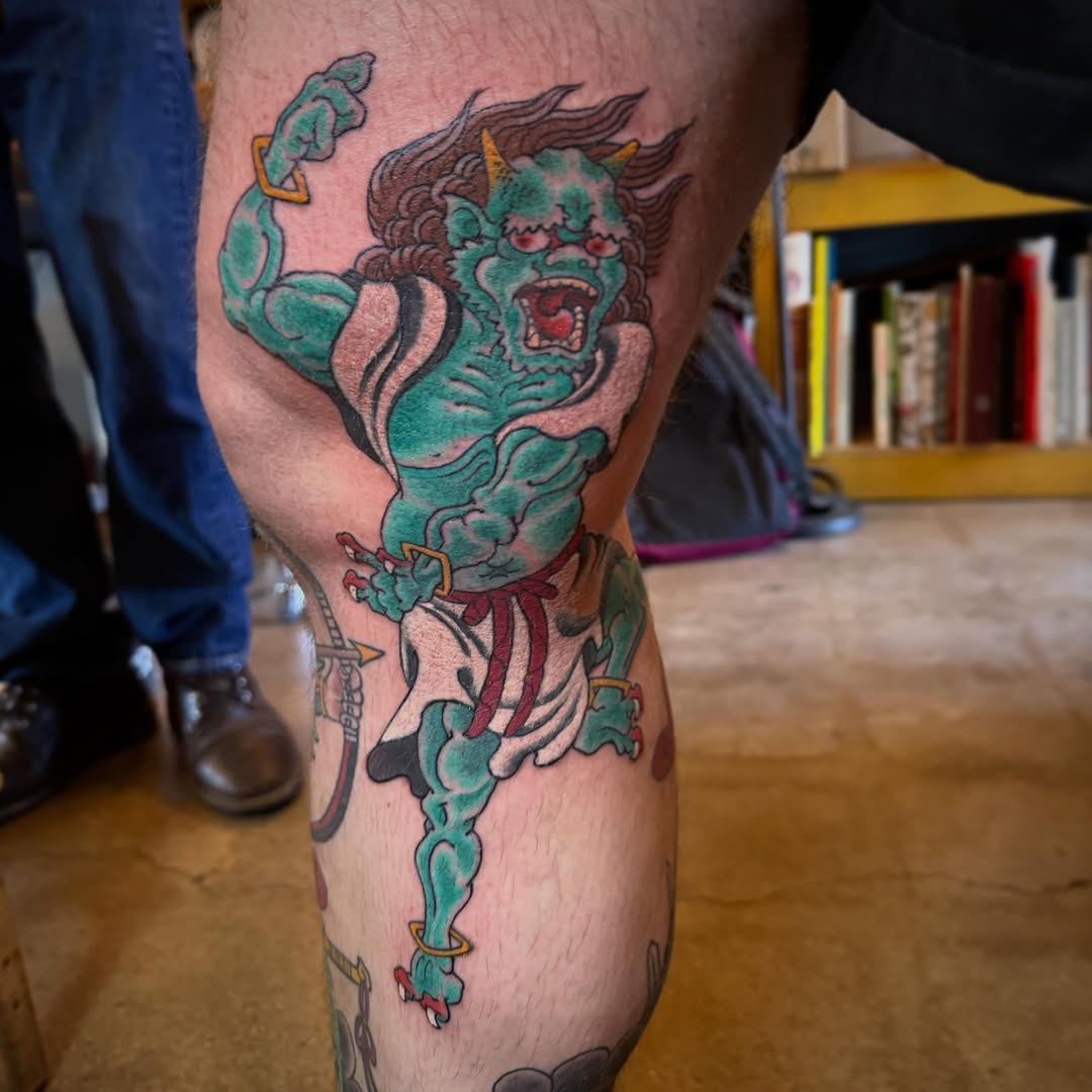 Tattoo by @markpeoplestattoos — japanese_irezumi, black_and_grey