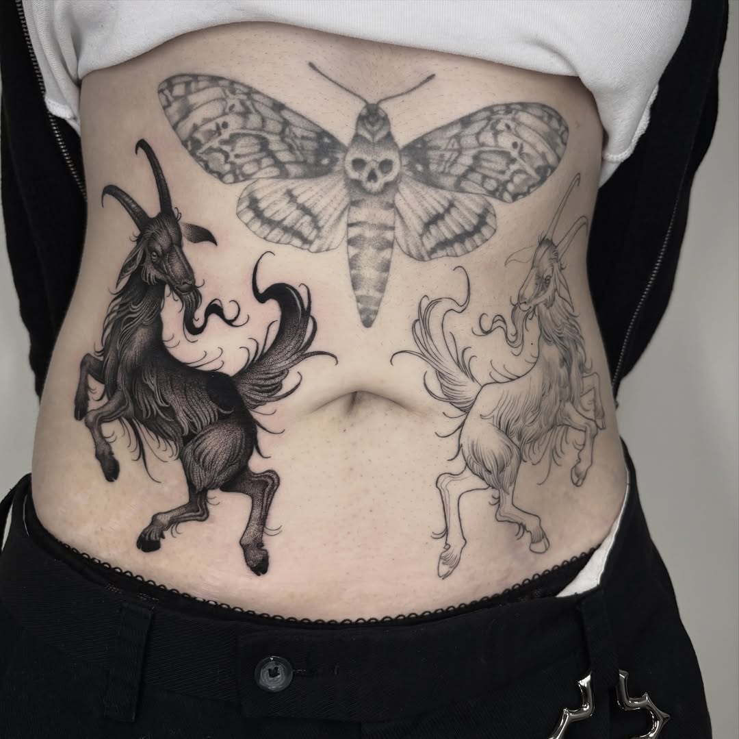 Tattoo by @crvbcore — black_and_grey, dark_realism