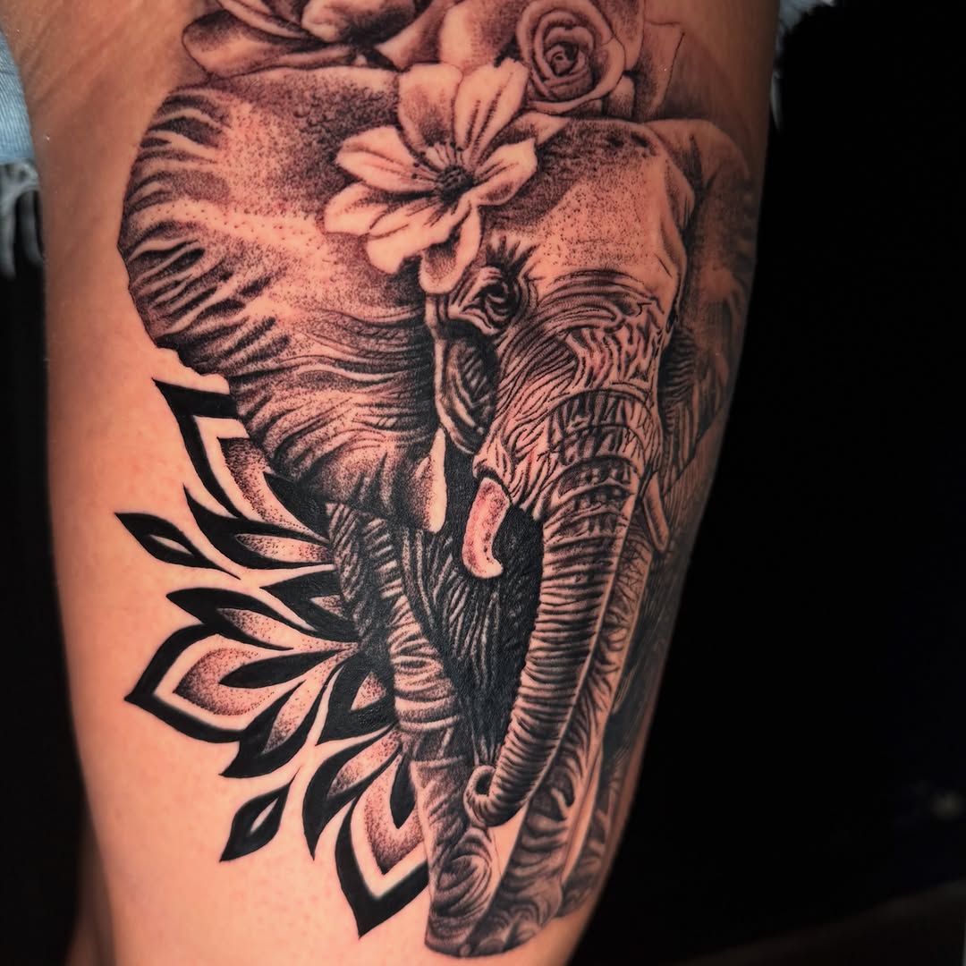 Tattoo by @inkzombi — black_and_grey, realism