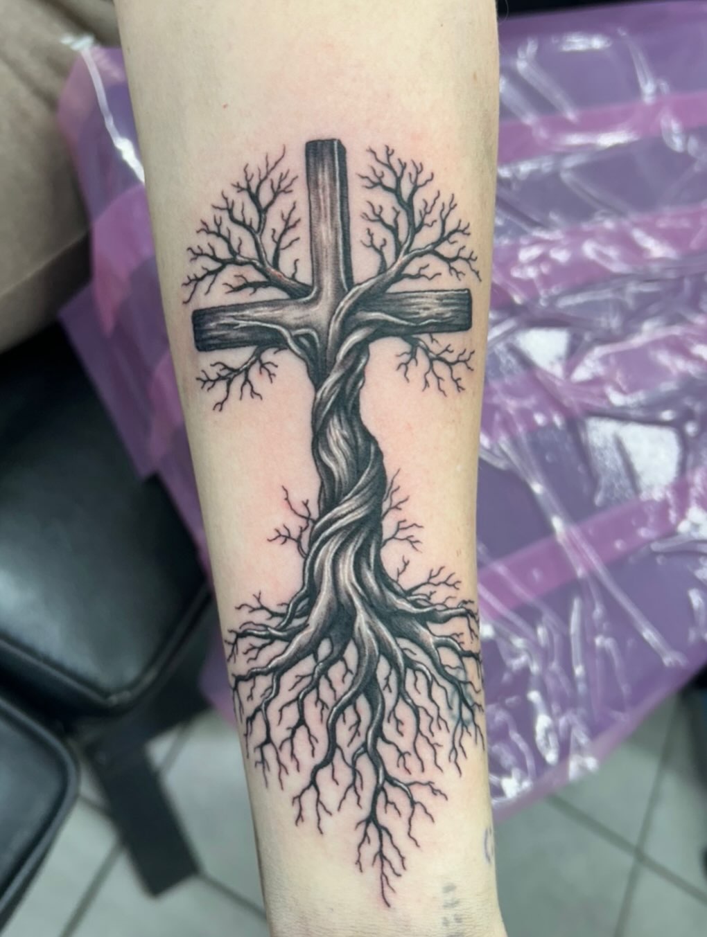 Tattoo by @crawfordtats — black_and_grey, realism