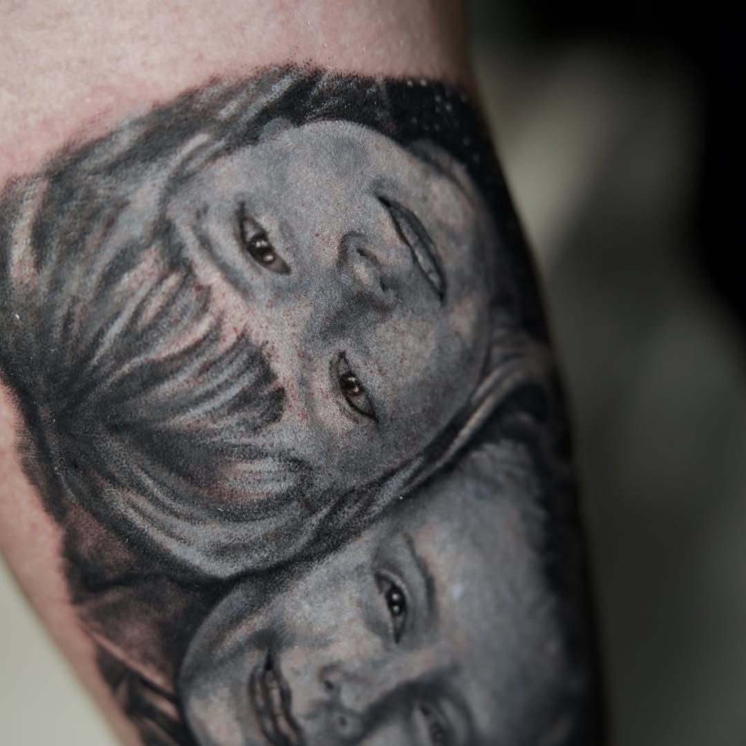 Tattoo by @raven_wood_tattoo โ realism, black_and_grey