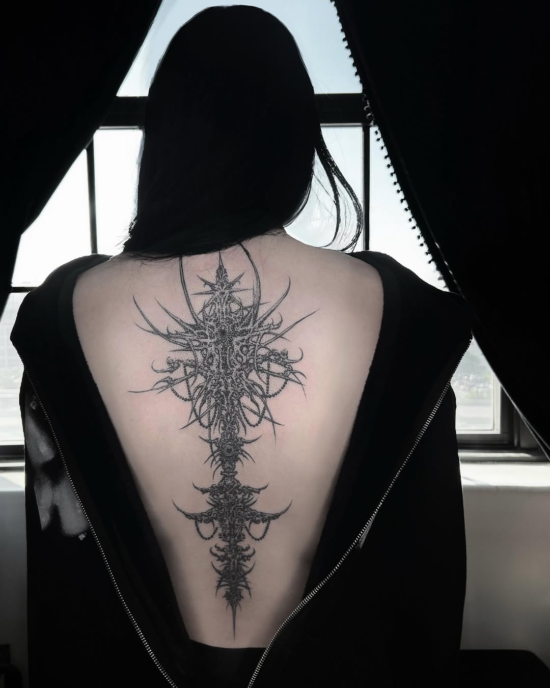 Tattoo by @la13va_tear — blackwork, geometric