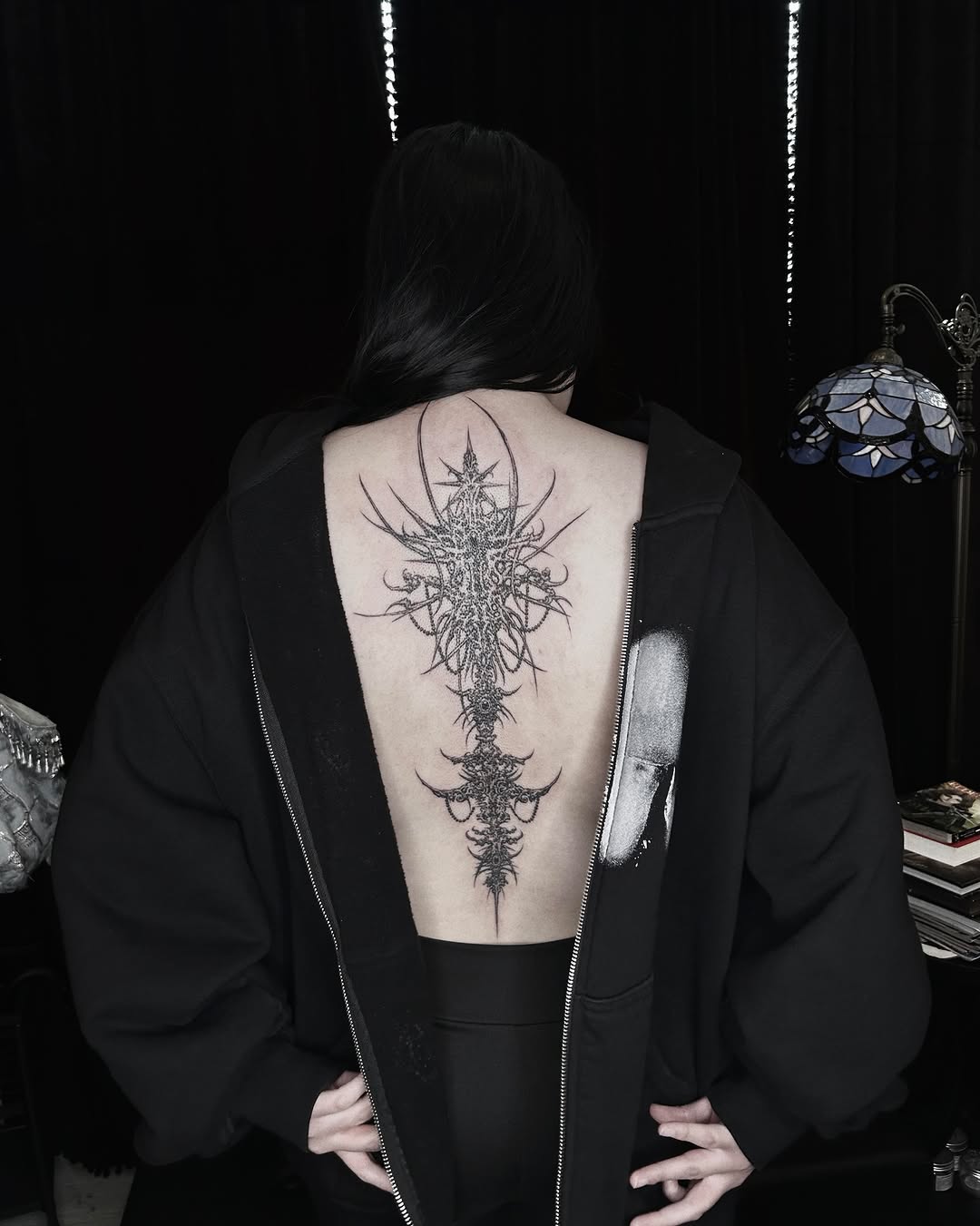 Tattoo by @la13va_tear — blackwork, geometric