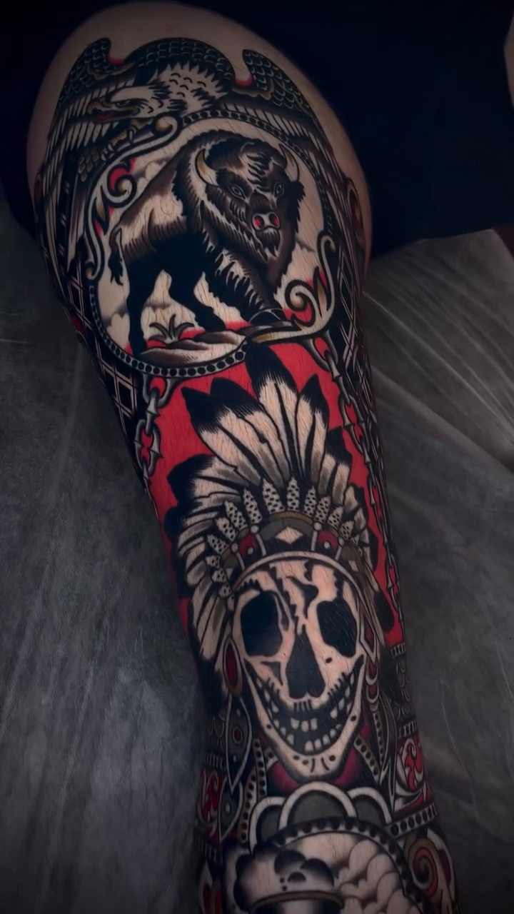 Tattoo by @dustinstemen — neo_traditional, black_and_grey