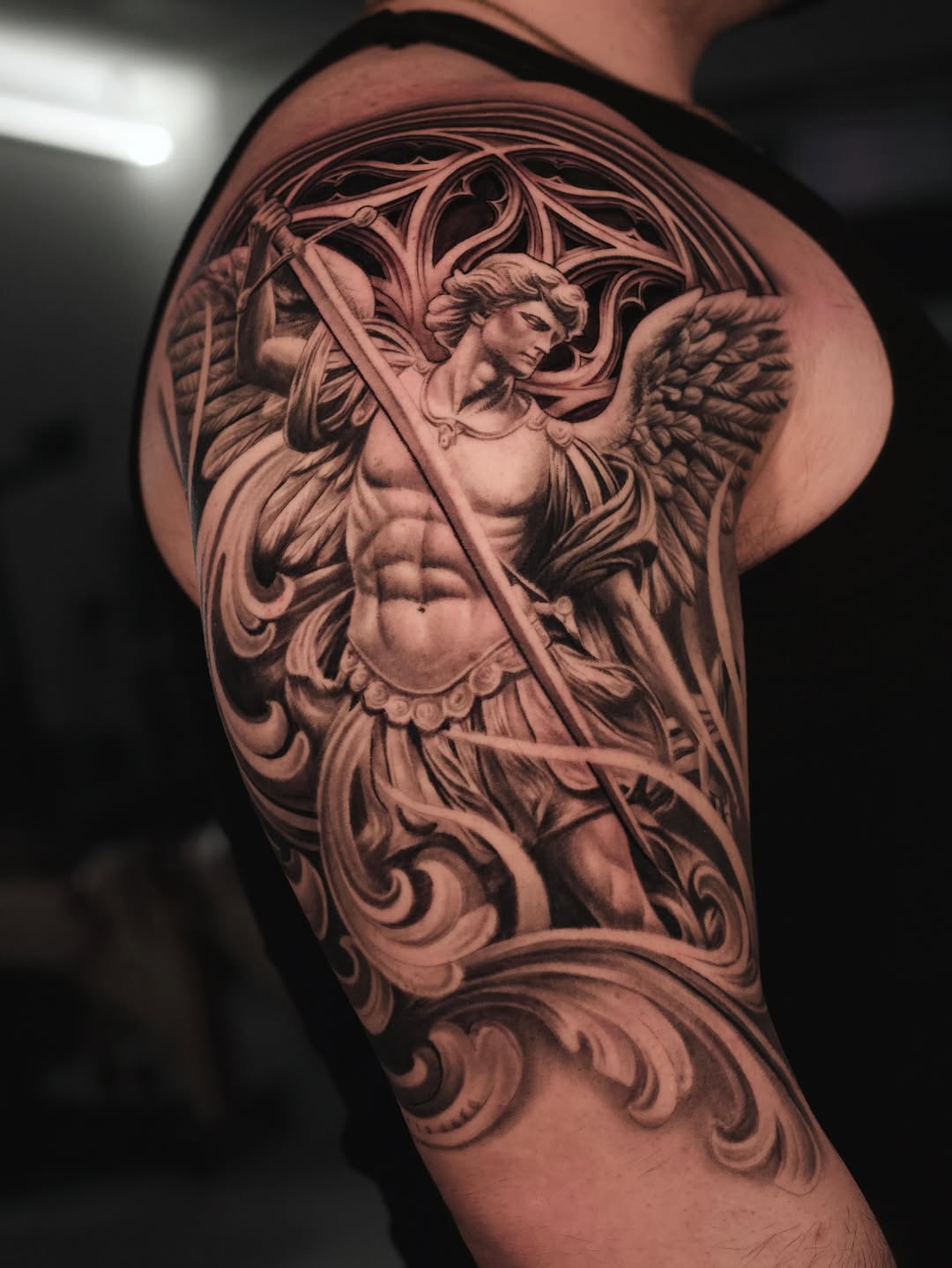 Tattoo by @reyolivarestattoos โ realism, black_and_grey