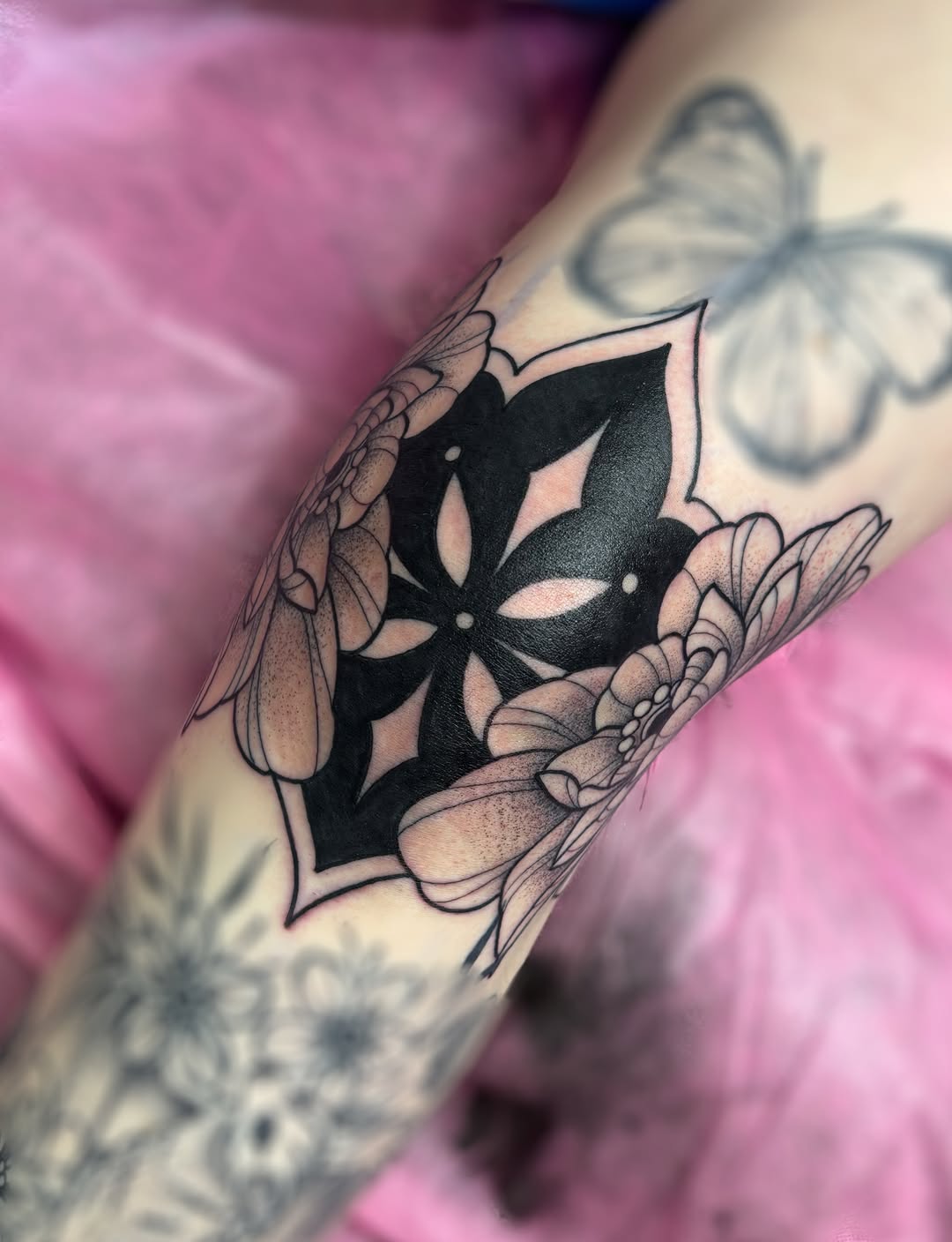 Tattoo by @sadie.tattoos — blackwork, illustrative