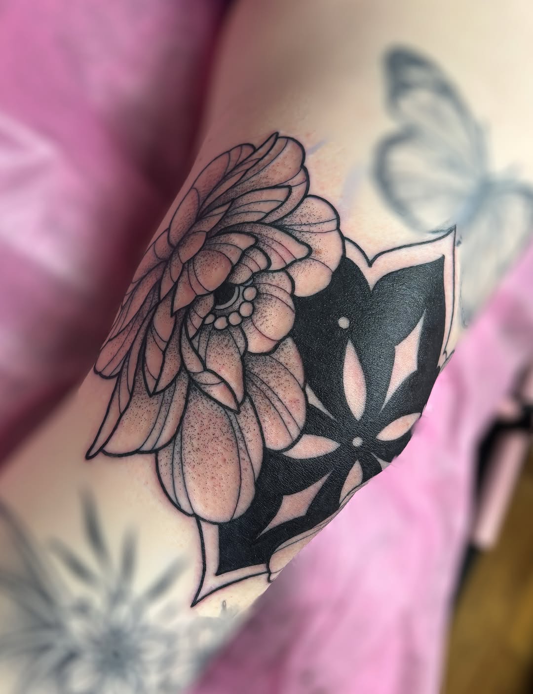 Tattoo by @sadie.tattoos — blackwork, illustrative