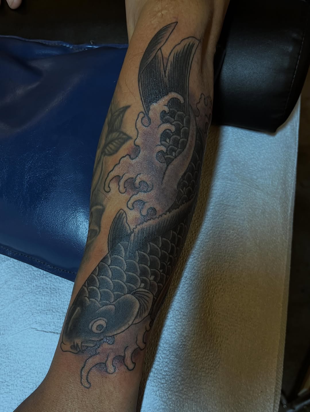 Tattoo by @markpeoplestattoos — japanese_irezumi, black_and_grey
