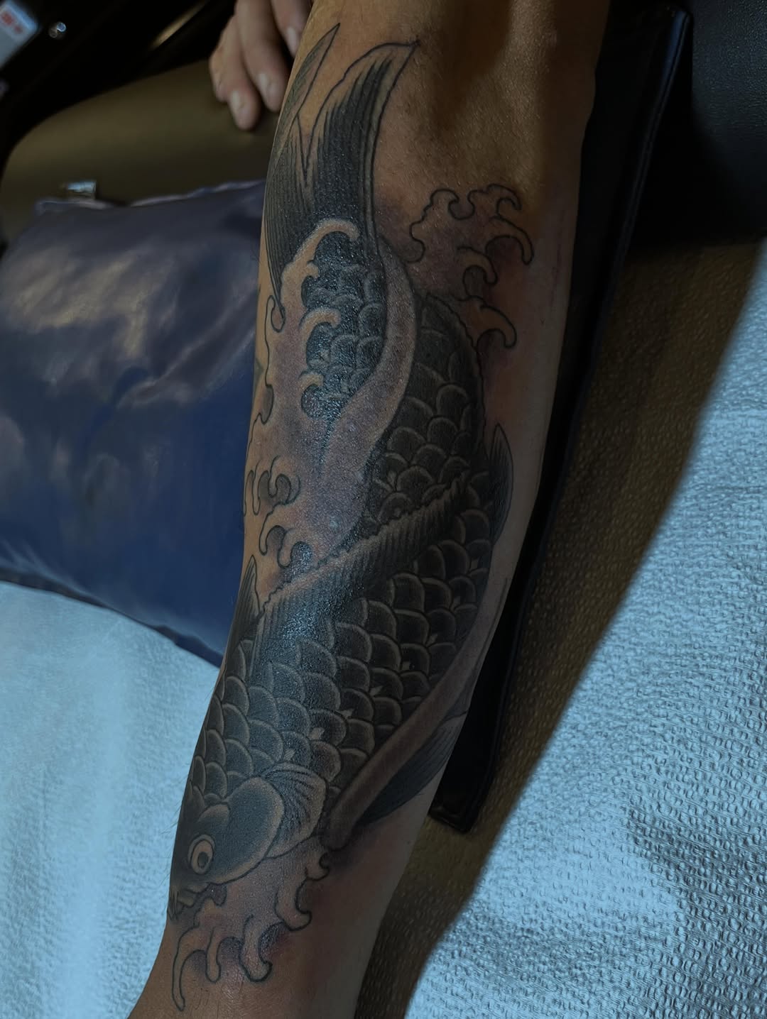Tattoo by @markpeoplestattoos — japanese_irezumi, black_and_grey