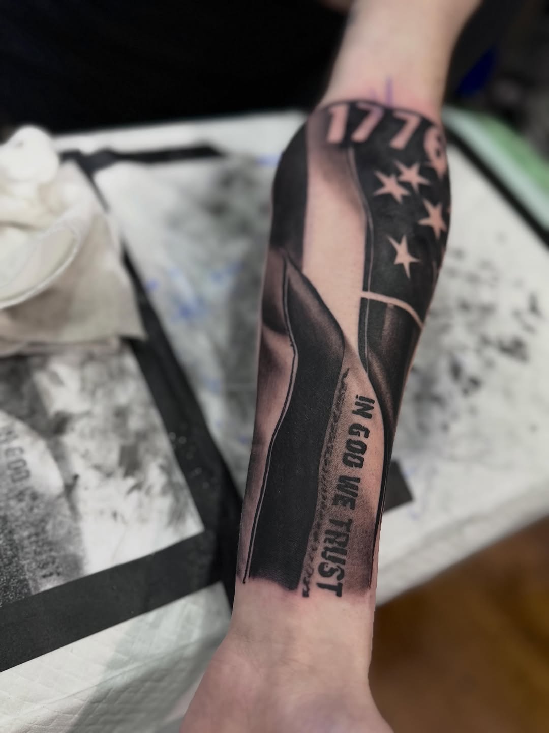Tattoo by @calebcoleyy — black_and_grey, lettering_script