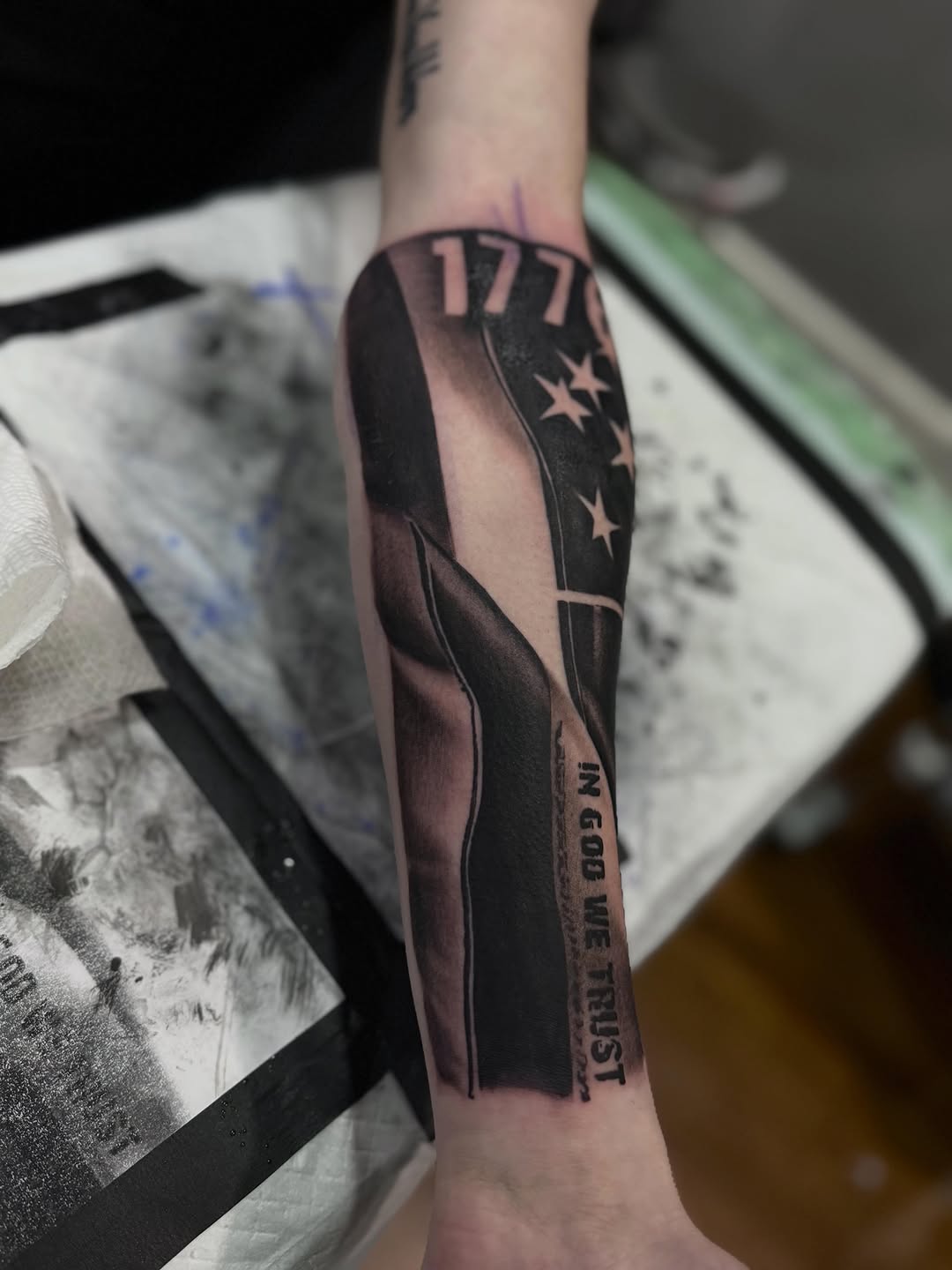 Tattoo by @calebcoleyy — black_and_grey, realism