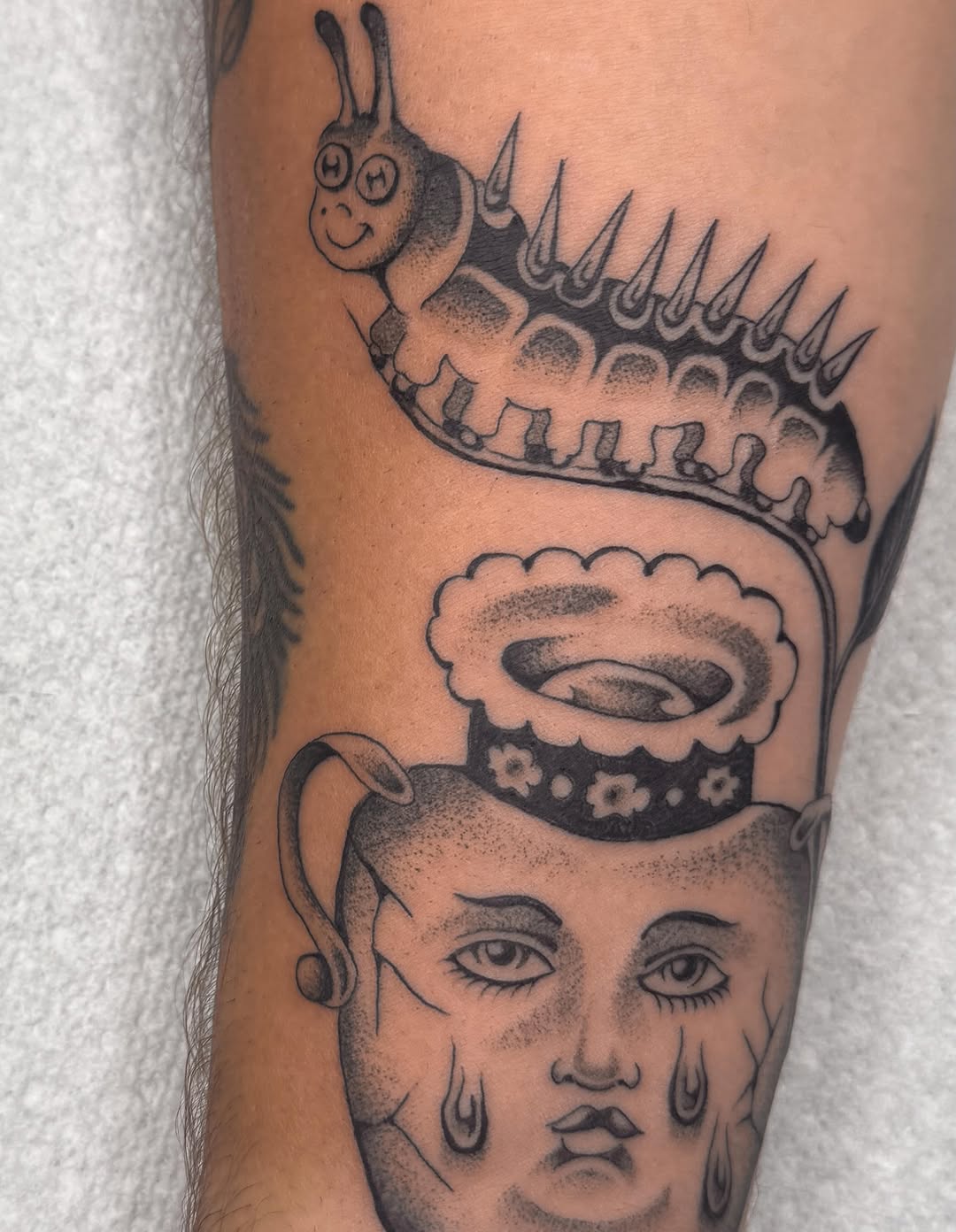 Tattoo by @rinoski.tattoo — illustrative, black_and_grey