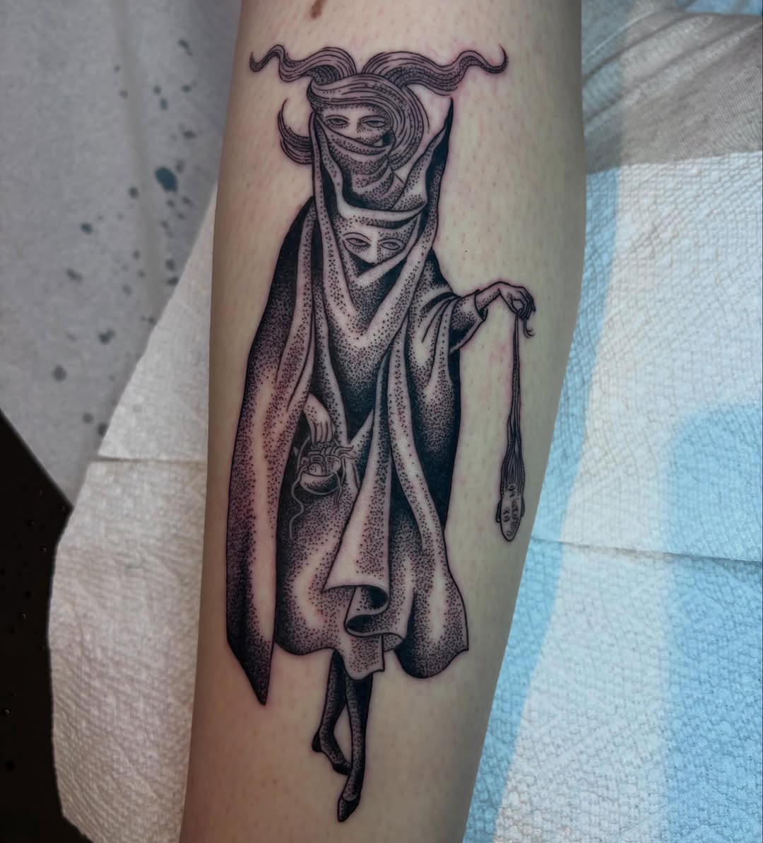 Tattoo by @evilnemec — dotwork, dark_realism