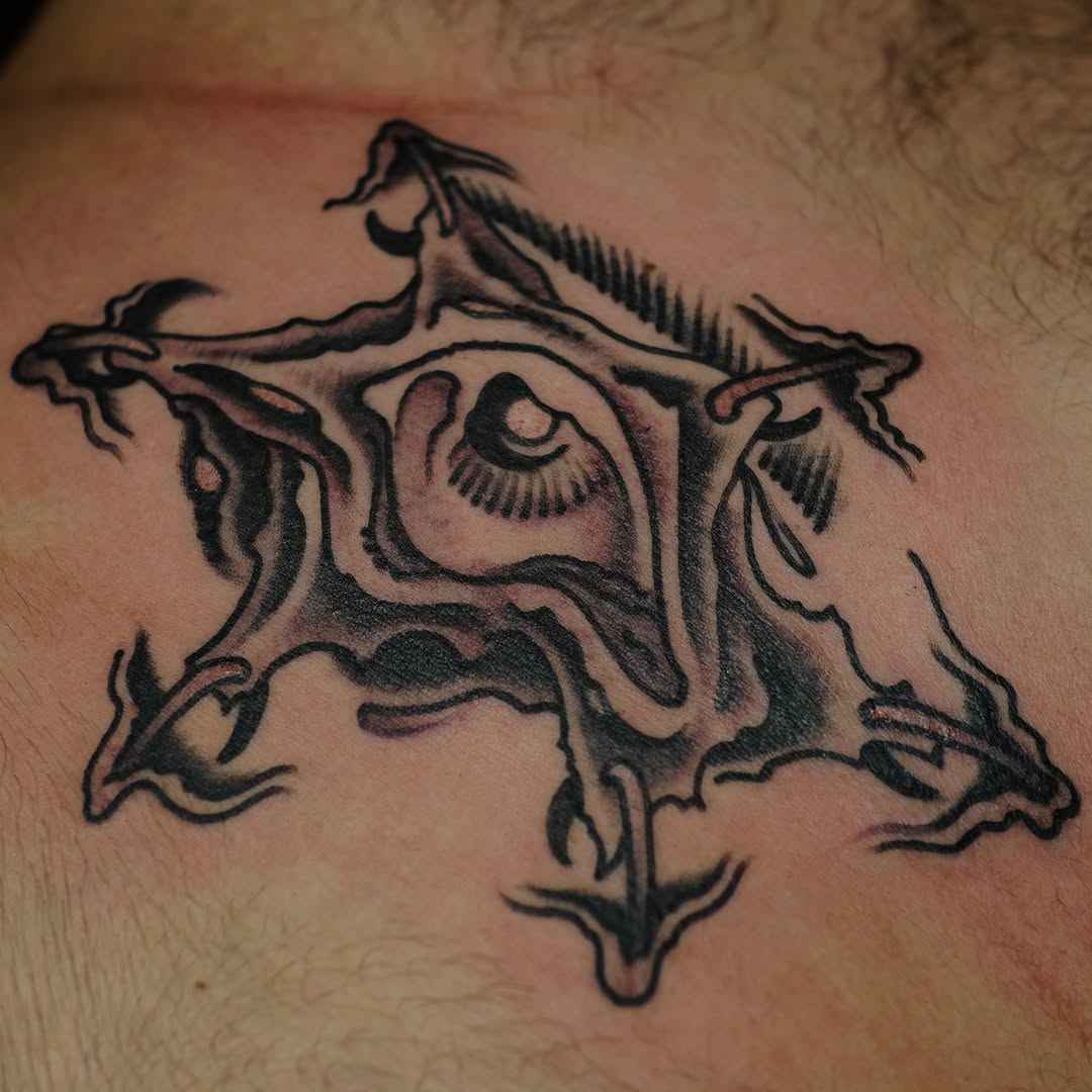 Tattoo by @closedhands — blackwork, dark_realism