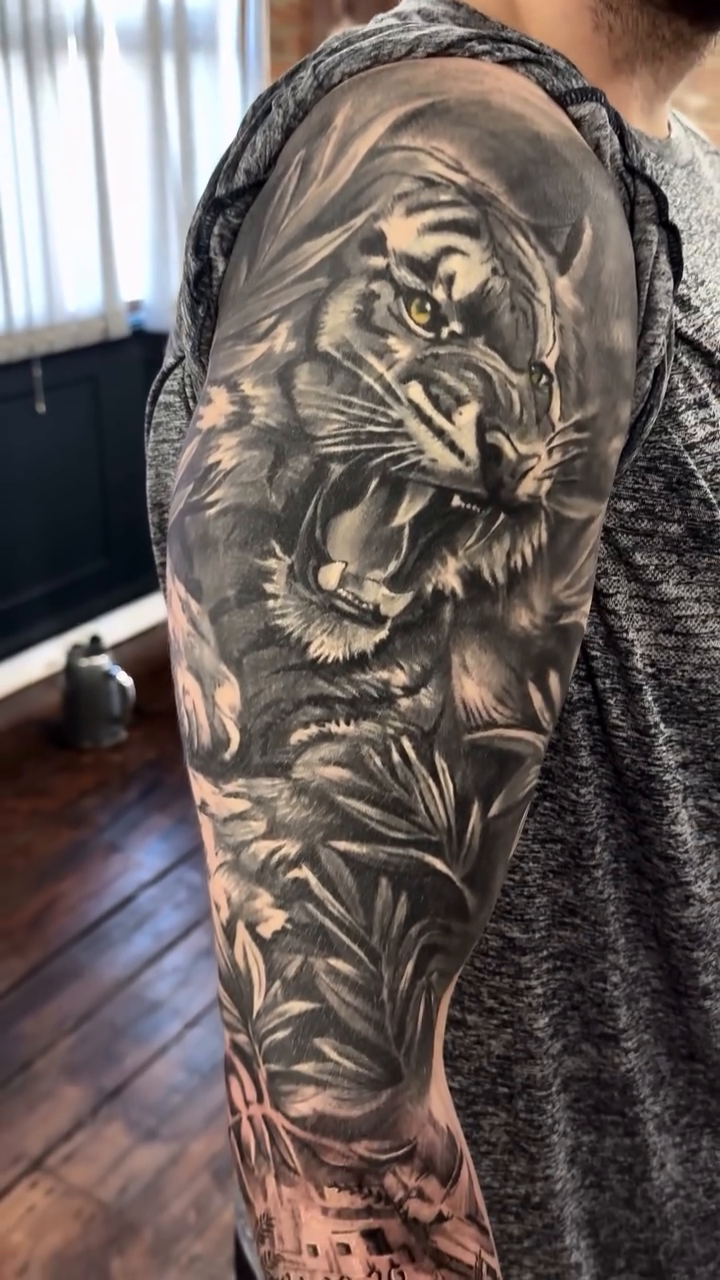 Tattoo by @robdansontattoo — realism, black_and_grey
