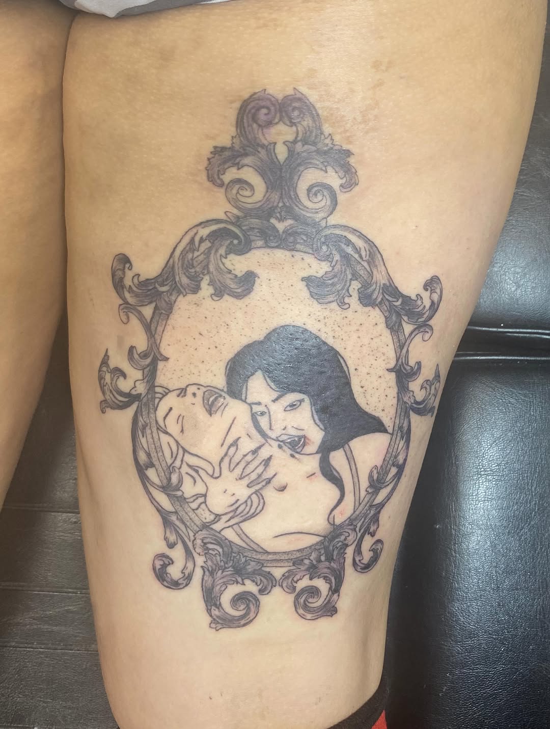 Tattoo by @disturbed_0riental_tattoos — illustrative, dark_realism