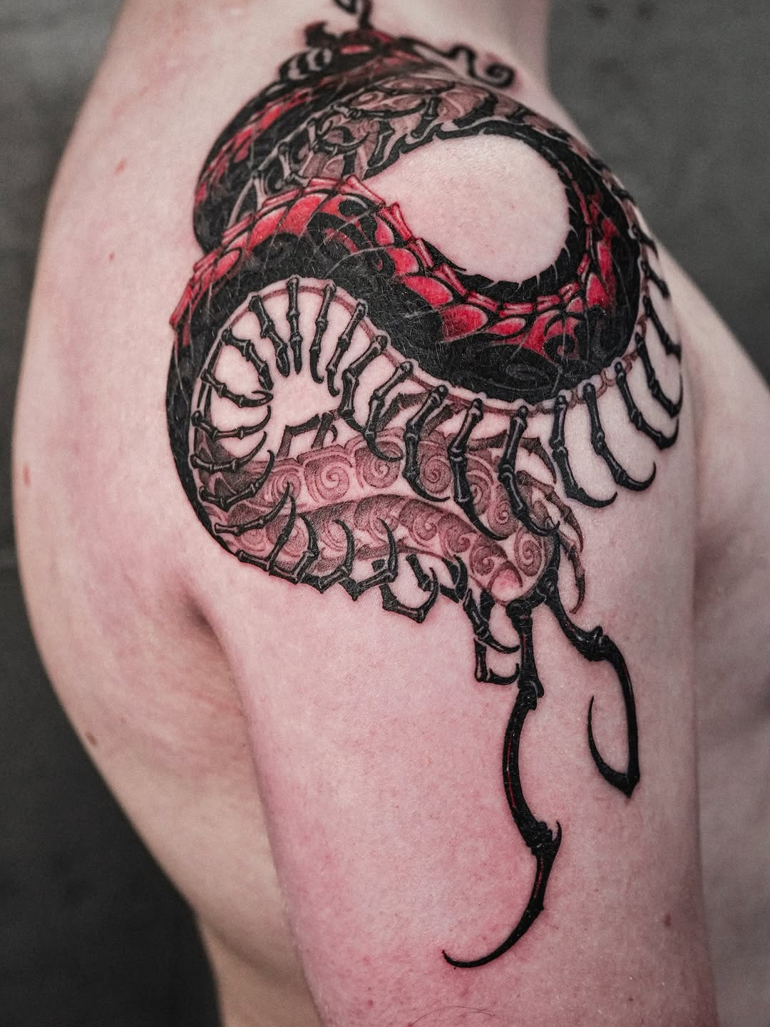 Tattoo by @a_flow_to — dark_realism, blackwork