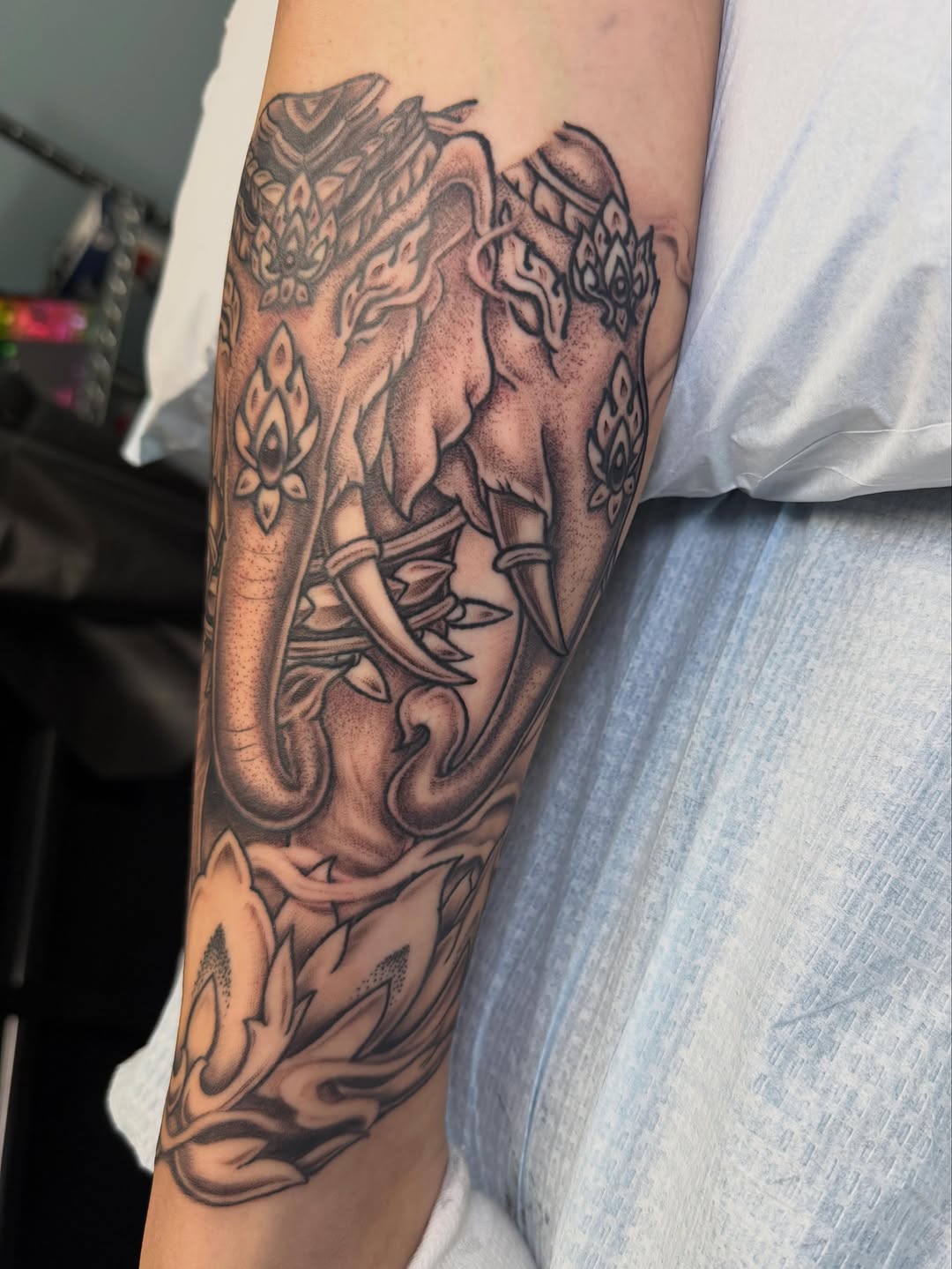 Tattoo by @mekong_lotus — black_and_grey, ornamental