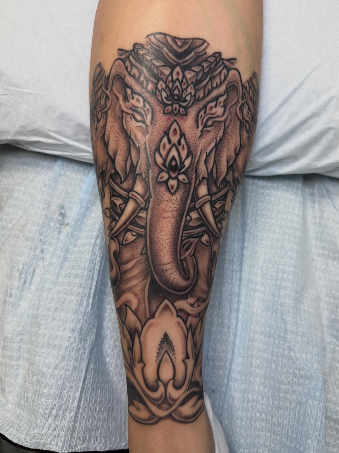 Tattoo by @mekong_lotus — black_and_grey, ornamental