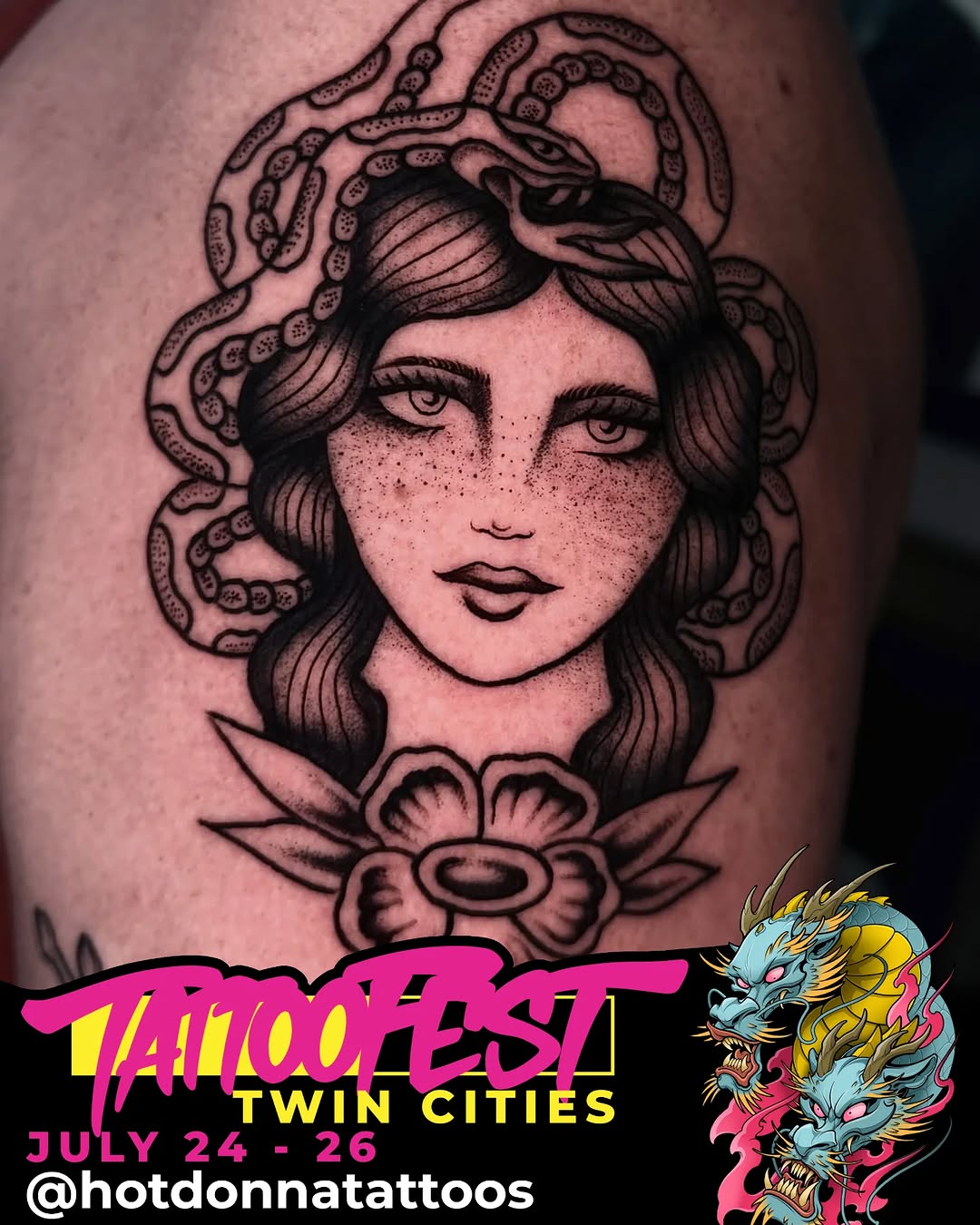 Tattoo by @hotdonnatattoos — black_and_grey, neo_traditional