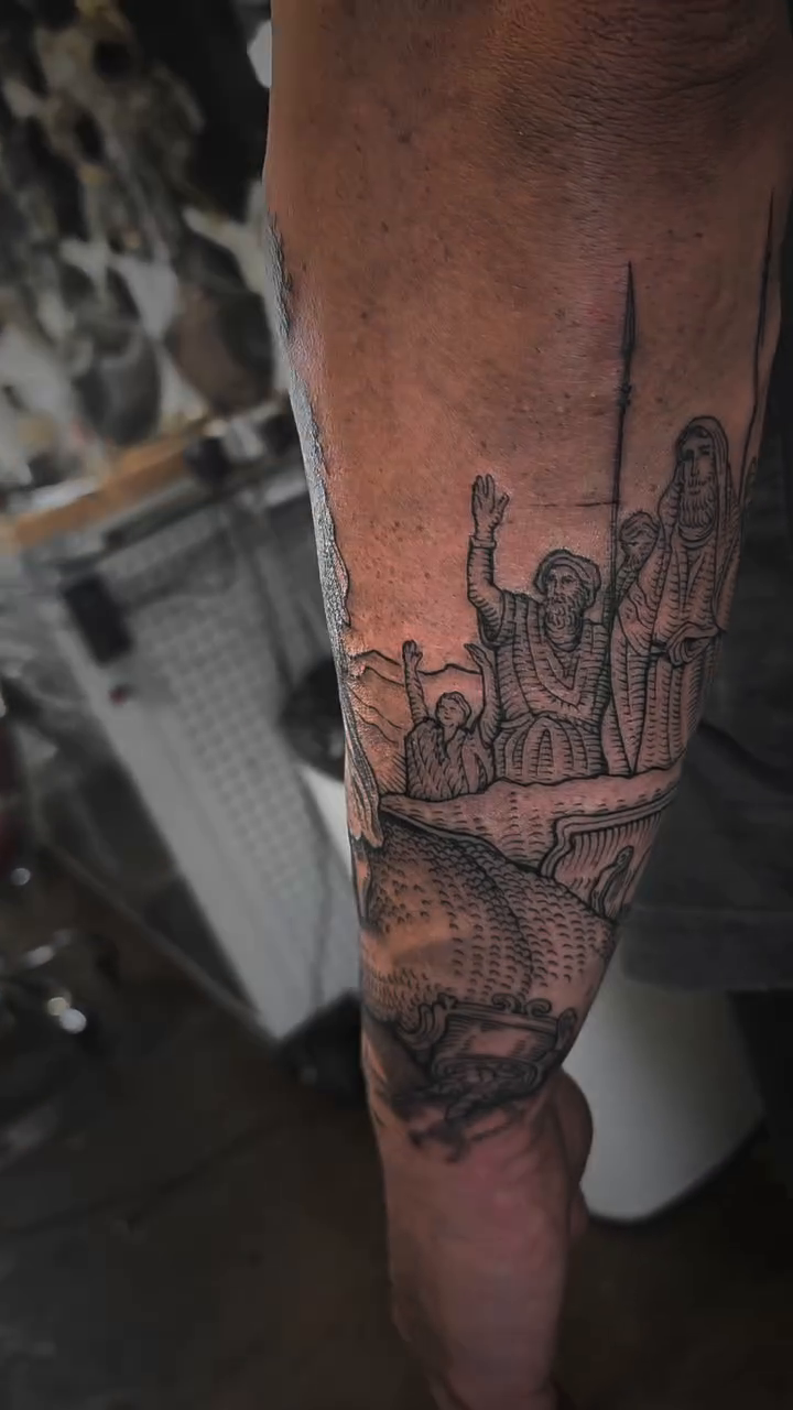 Tattoo by @asparagusnightmare — black_and_grey, realism