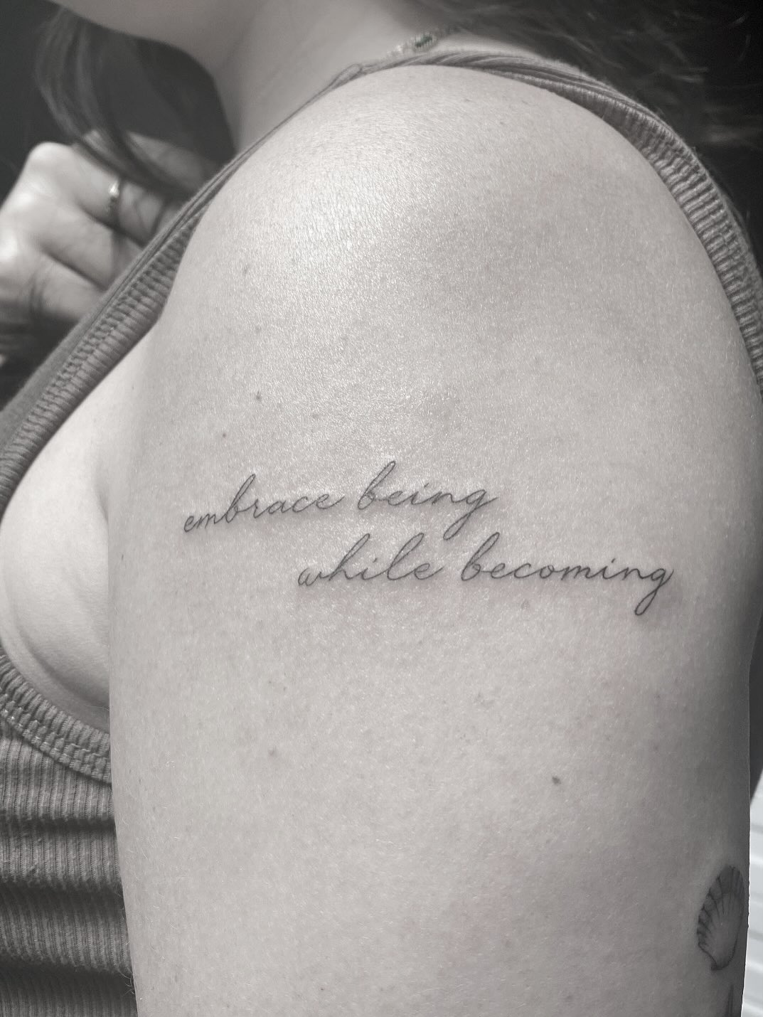 Tattoo by @jayinkytattz โ lettering_script, fine_line