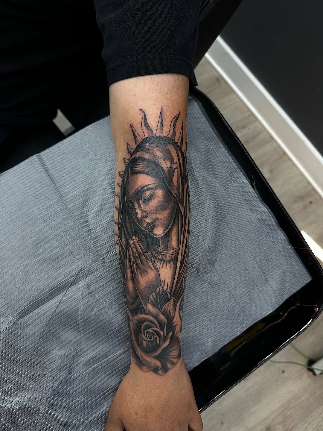 Tattoo by @allbluehundreds — black_and_grey, realism