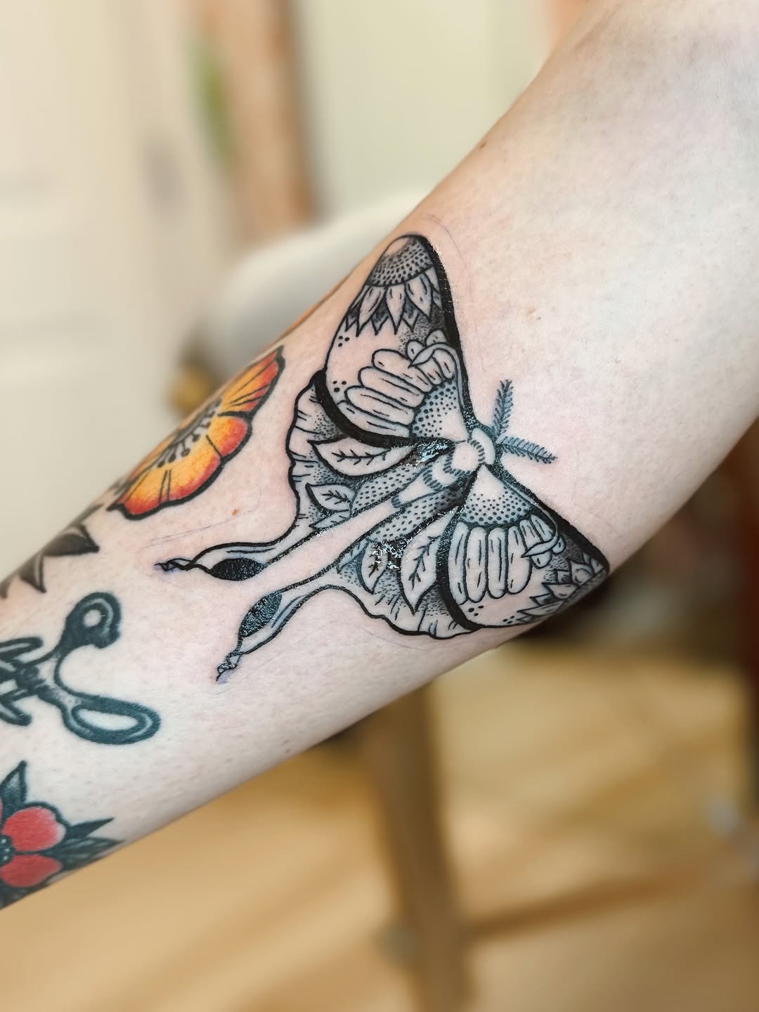 Tattoo by @flatrabbitstudio — illustrative, black_and_grey