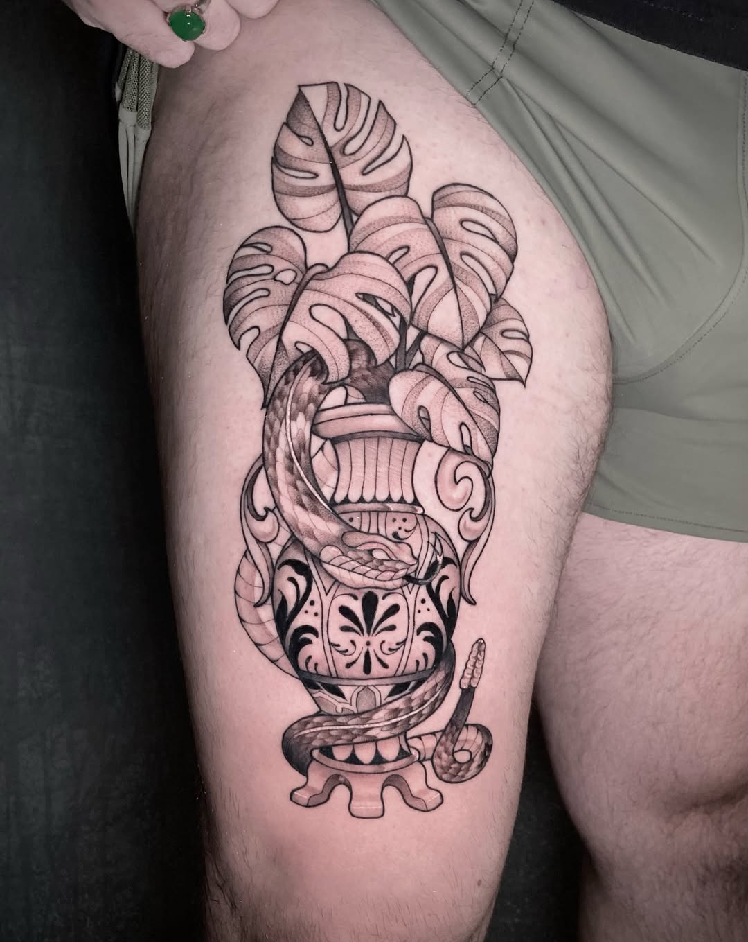Tattoo by @byrd_tattoos — black_and_grey, ornamental
